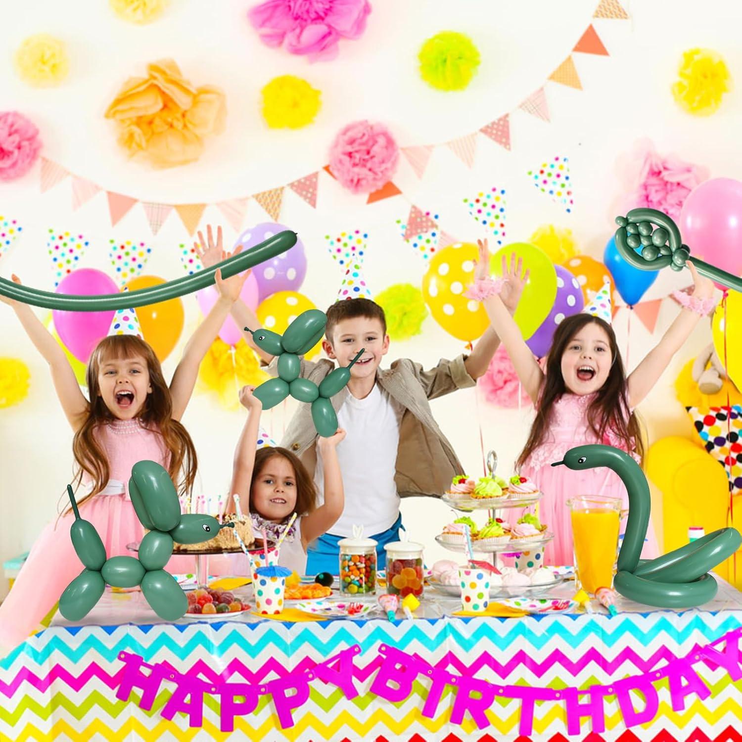 100 Globos Largos Verde Salvia 260Q para Modelado de Animales