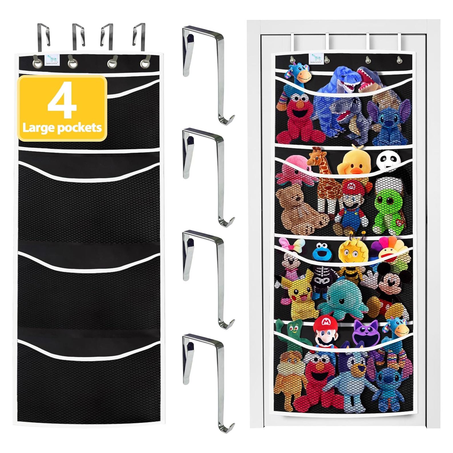 Organizador de Animales de Peluche Zebricolo 70x24 cm Negro/Blanco