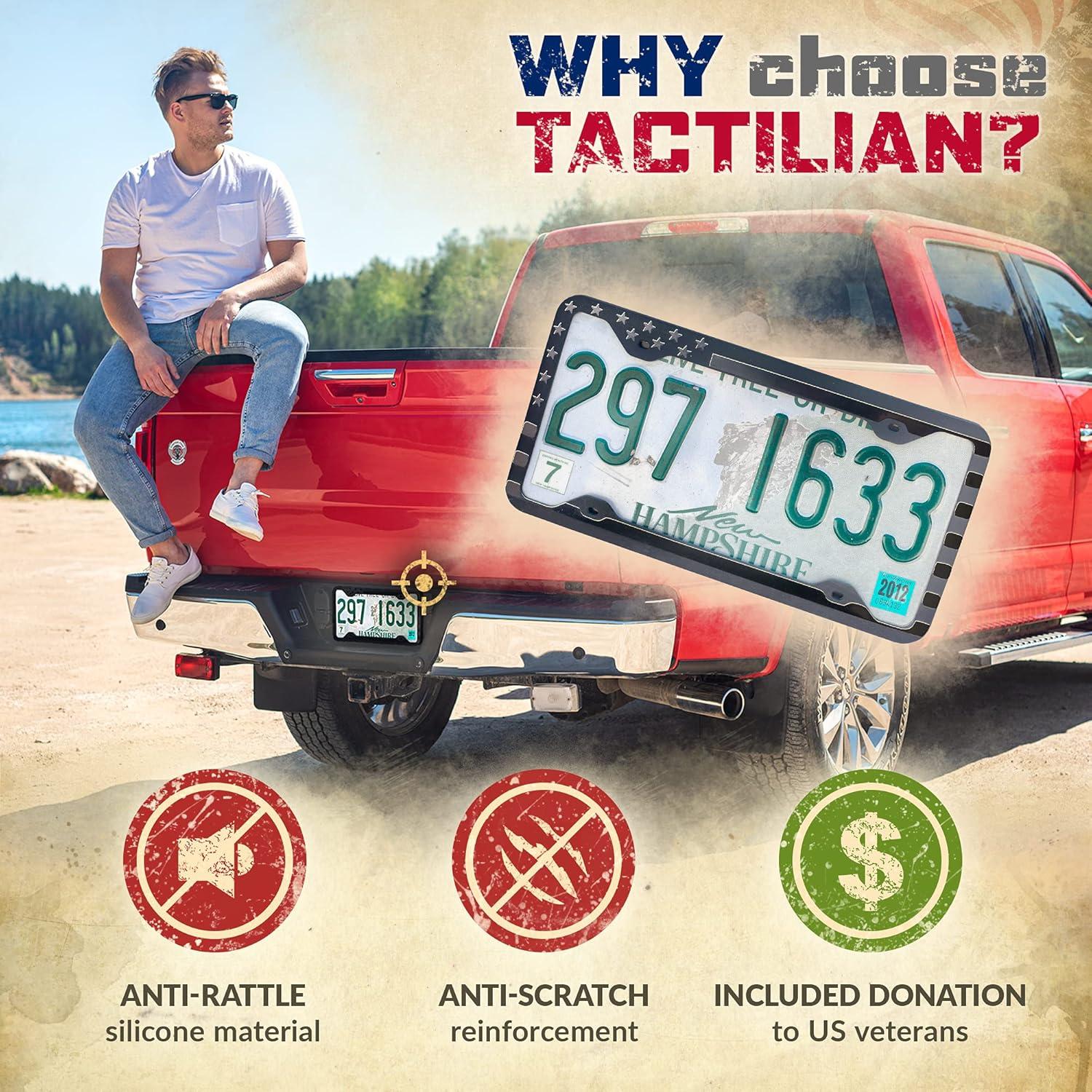 Marco de Placa de Licencia Silicona Tactilian Bandera Americana