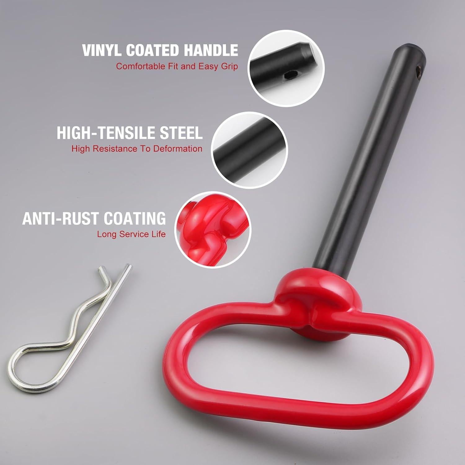 Pasador de Enganche de Remolque Jamiikury 1.27 cm x 10.16 cm Rojo