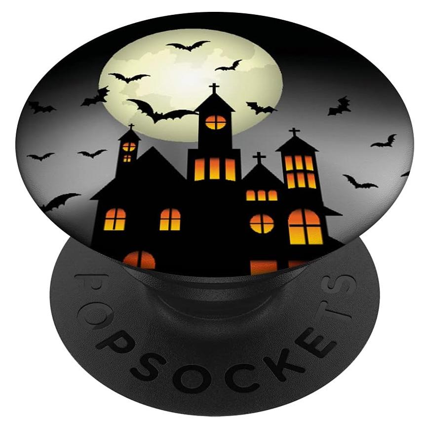 PopSocket Halloween Murciélagos y Luna Negra Intercambiable