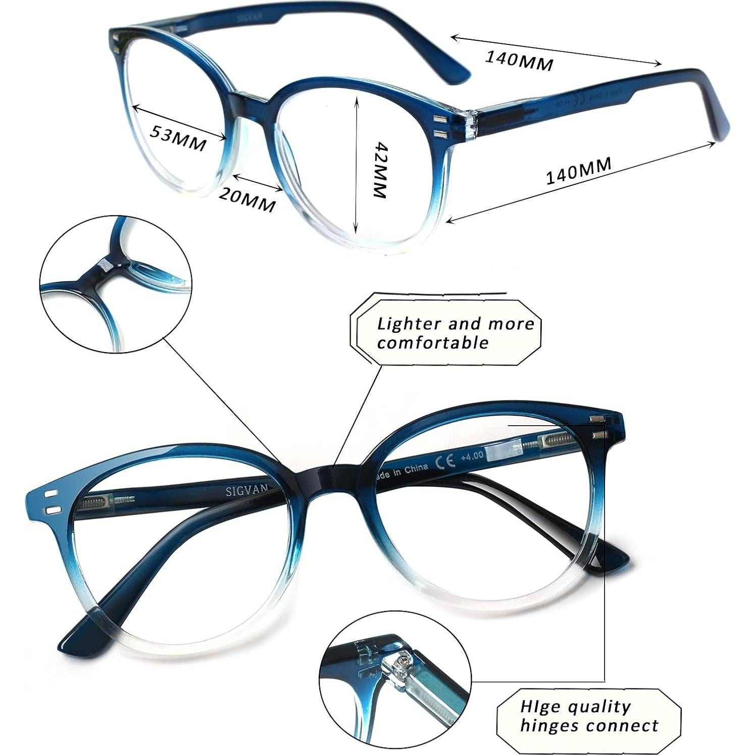 Paquete 3 Gafas de Lectura Unisex 3.5x con Fundas