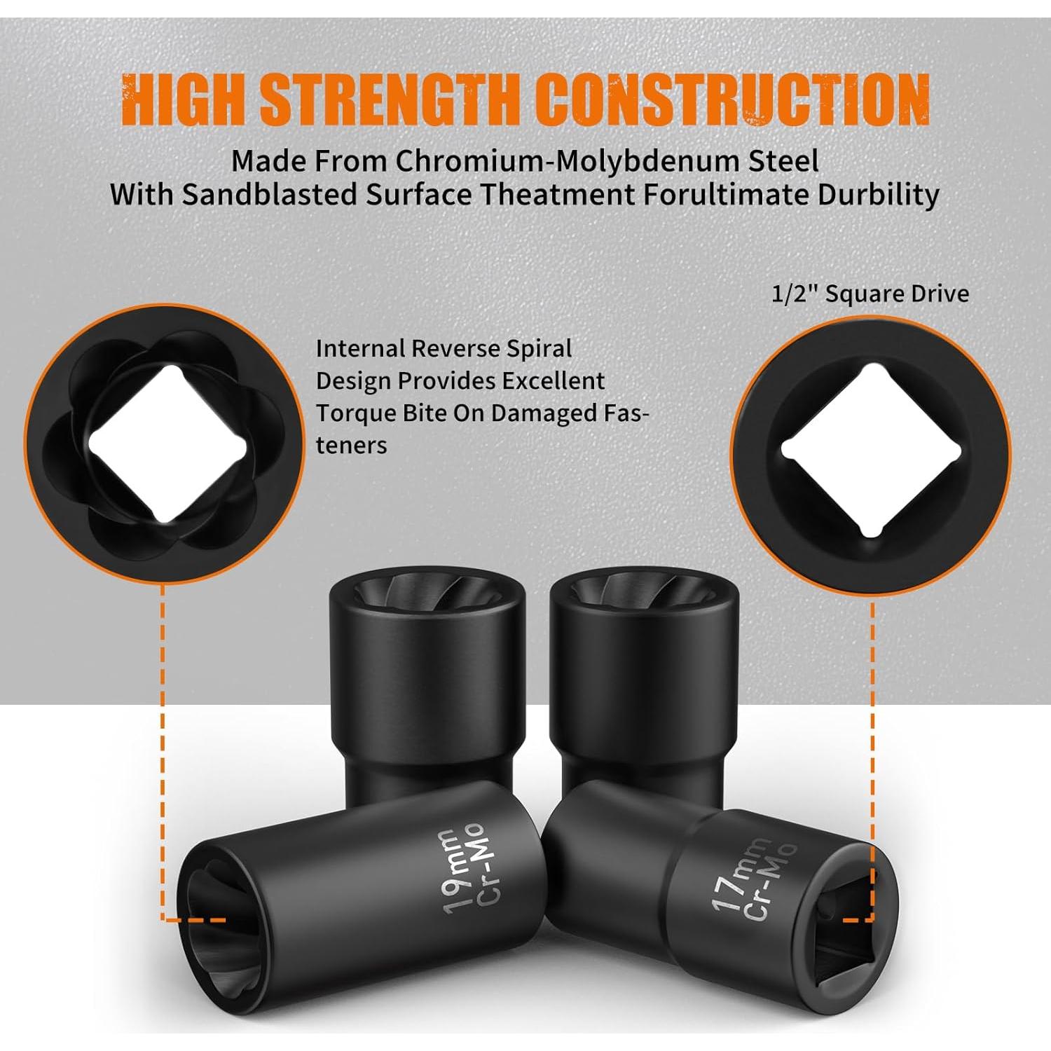 Kit de Extractores de Tornillos GIREORAN 6 Piezas 12.7 mm