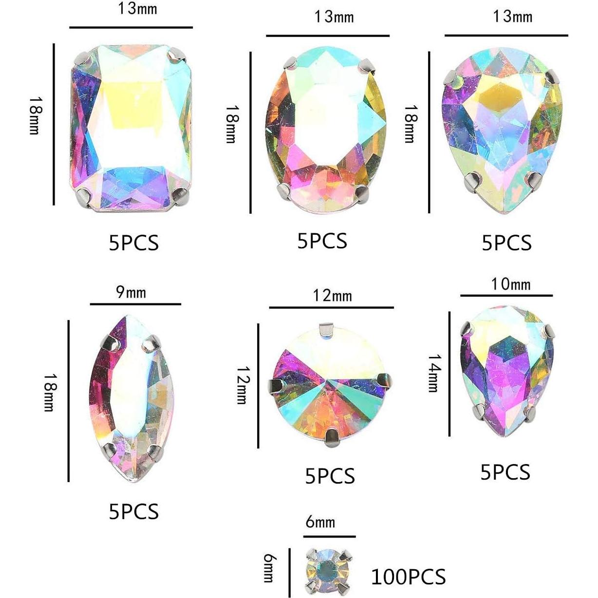 Cuentas de Cristal AB Choupee 130PCS para Coser en Ropa