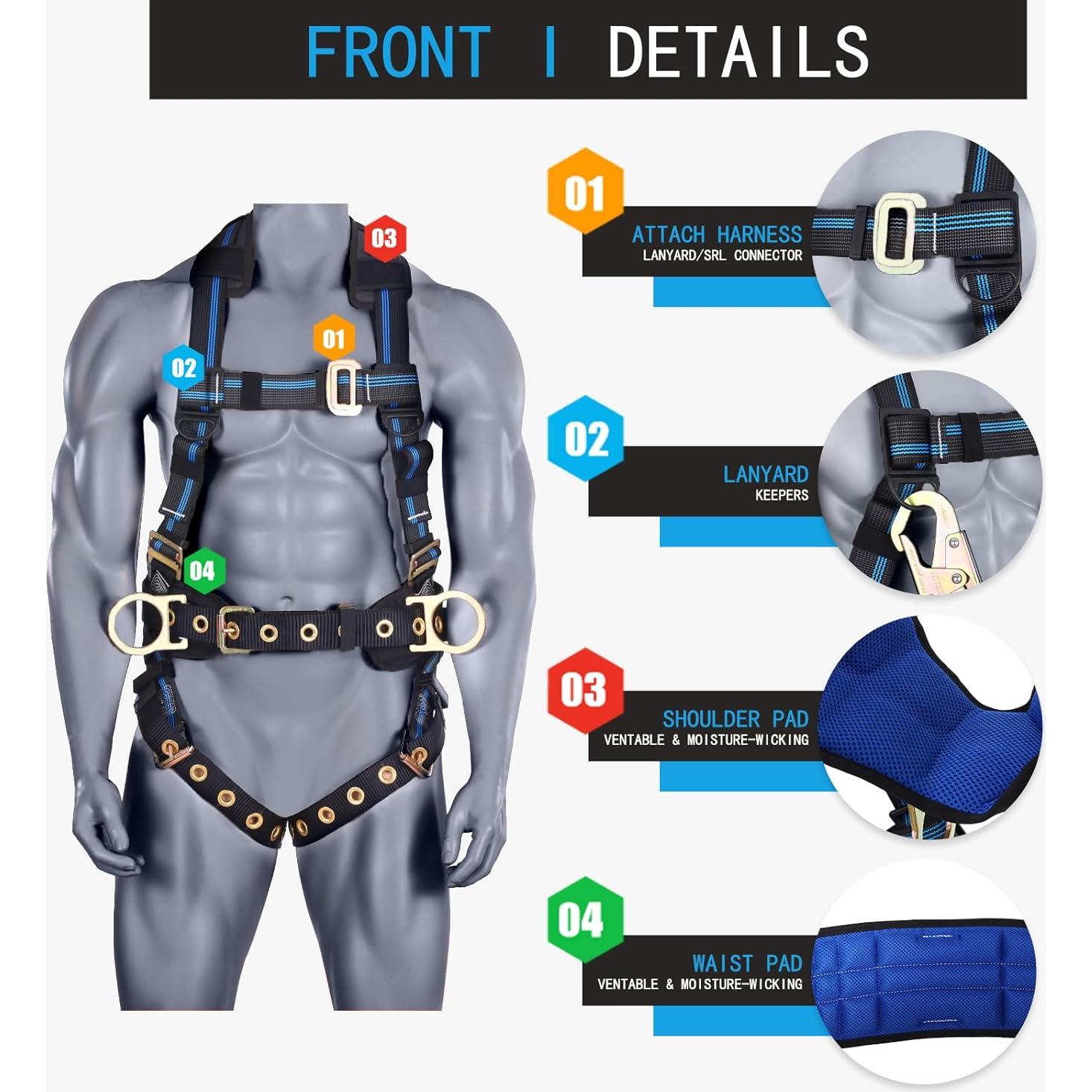 Arnés de Seguridad FHFallArrest 5 Puntos Acolchado 190 kg