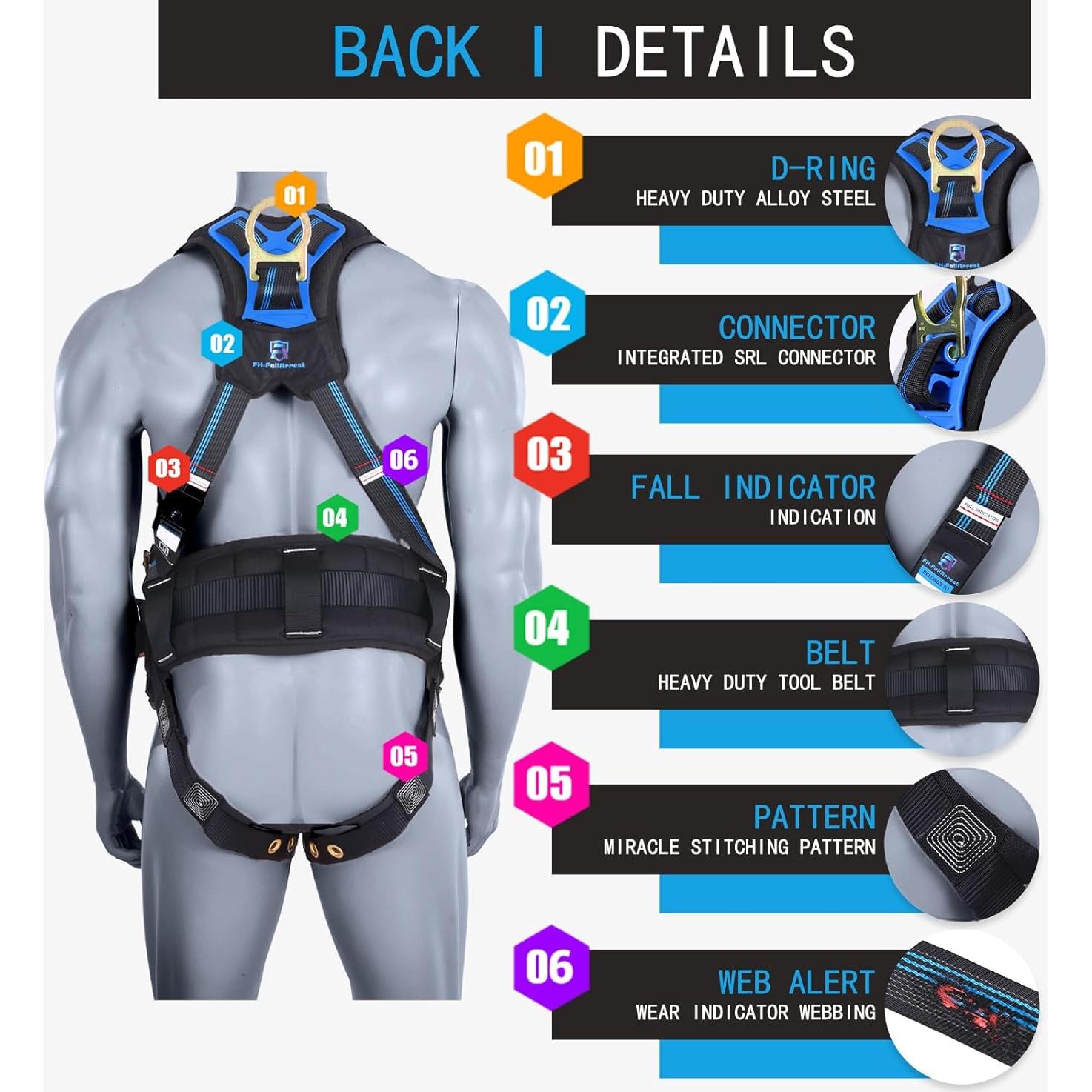 Arnés de Seguridad FHFallArrest 5 Puntos Acolchado 190 kg