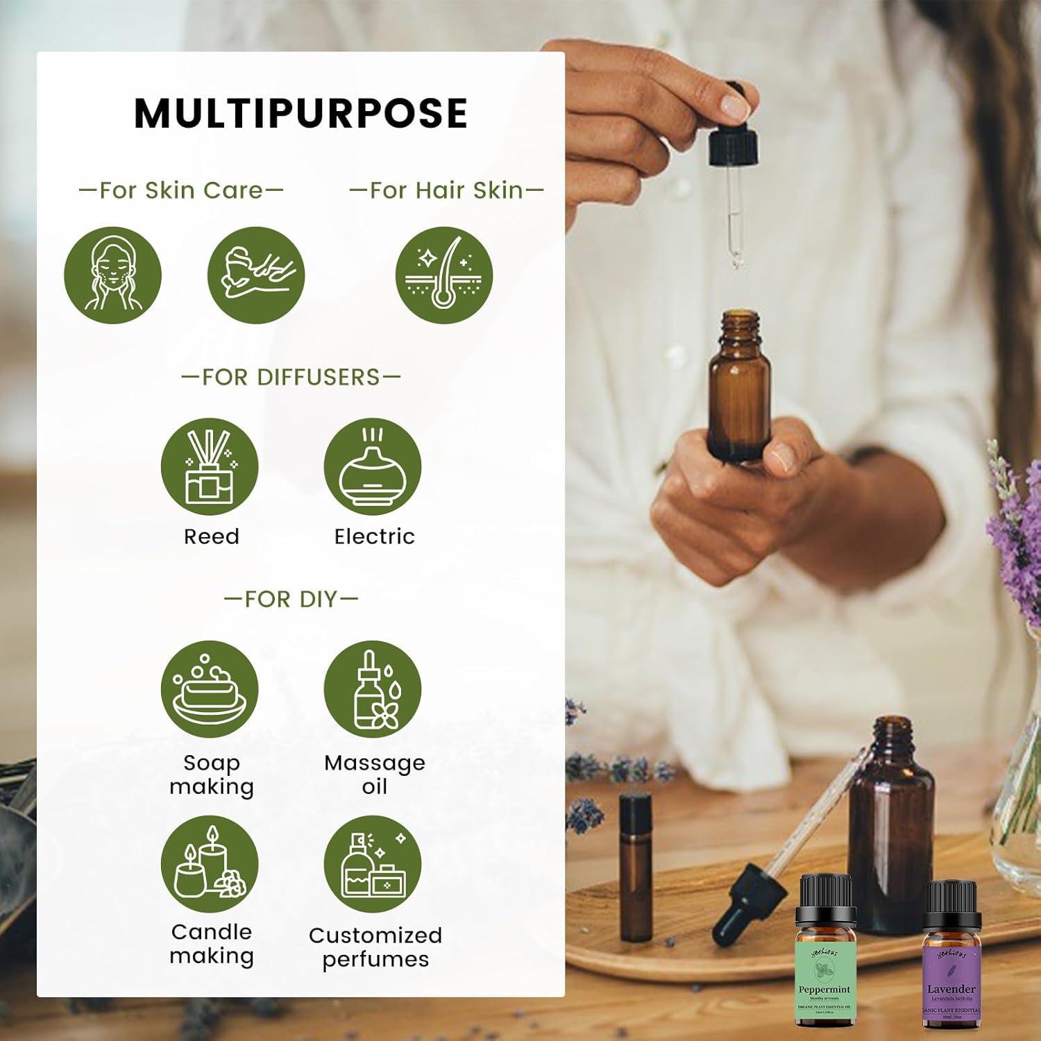 Set de Aceites Esenciales Yethious Lavanda y Menta 10ml x 2