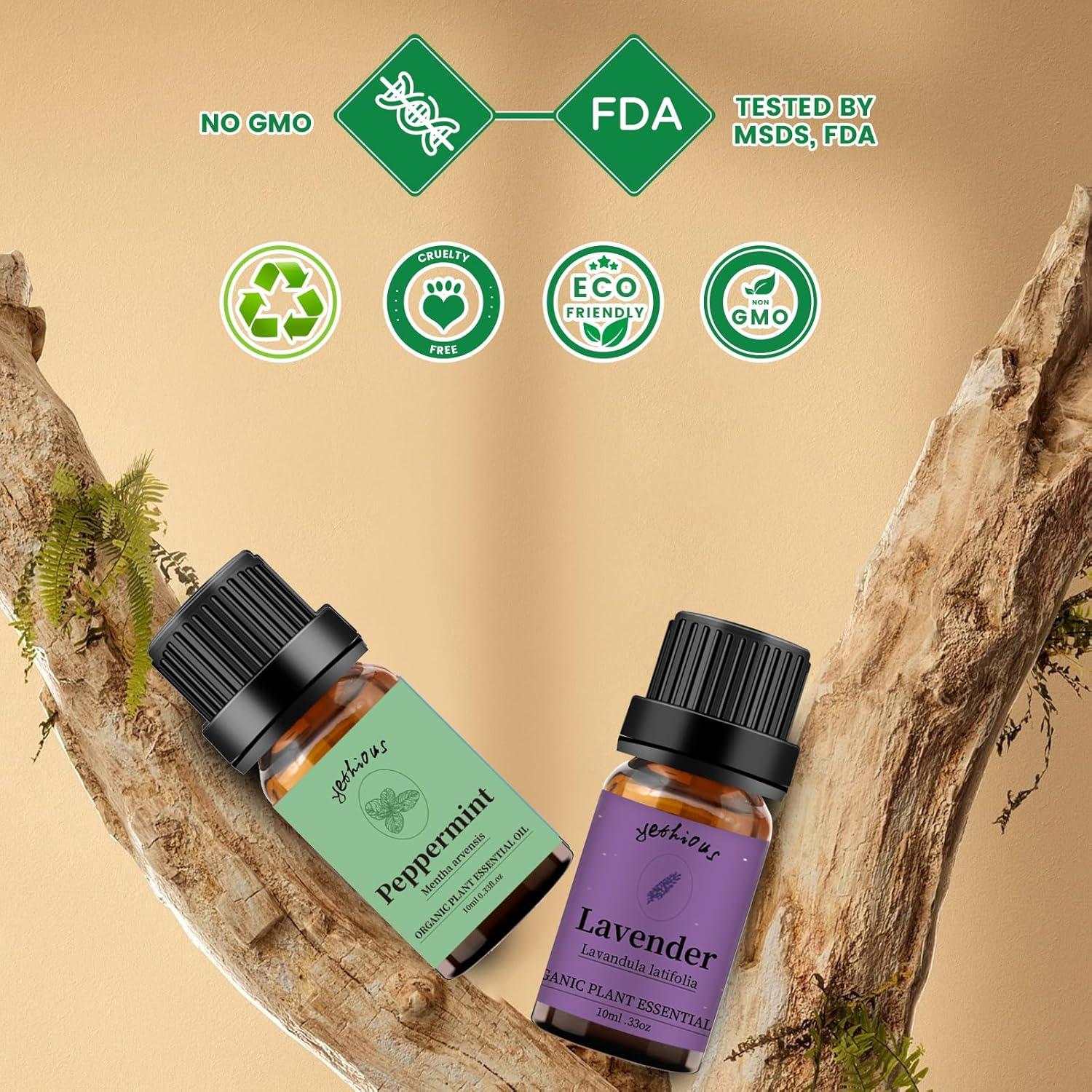 Set de Aceites Esenciales Yethious Lavanda y Menta 10ml x 2