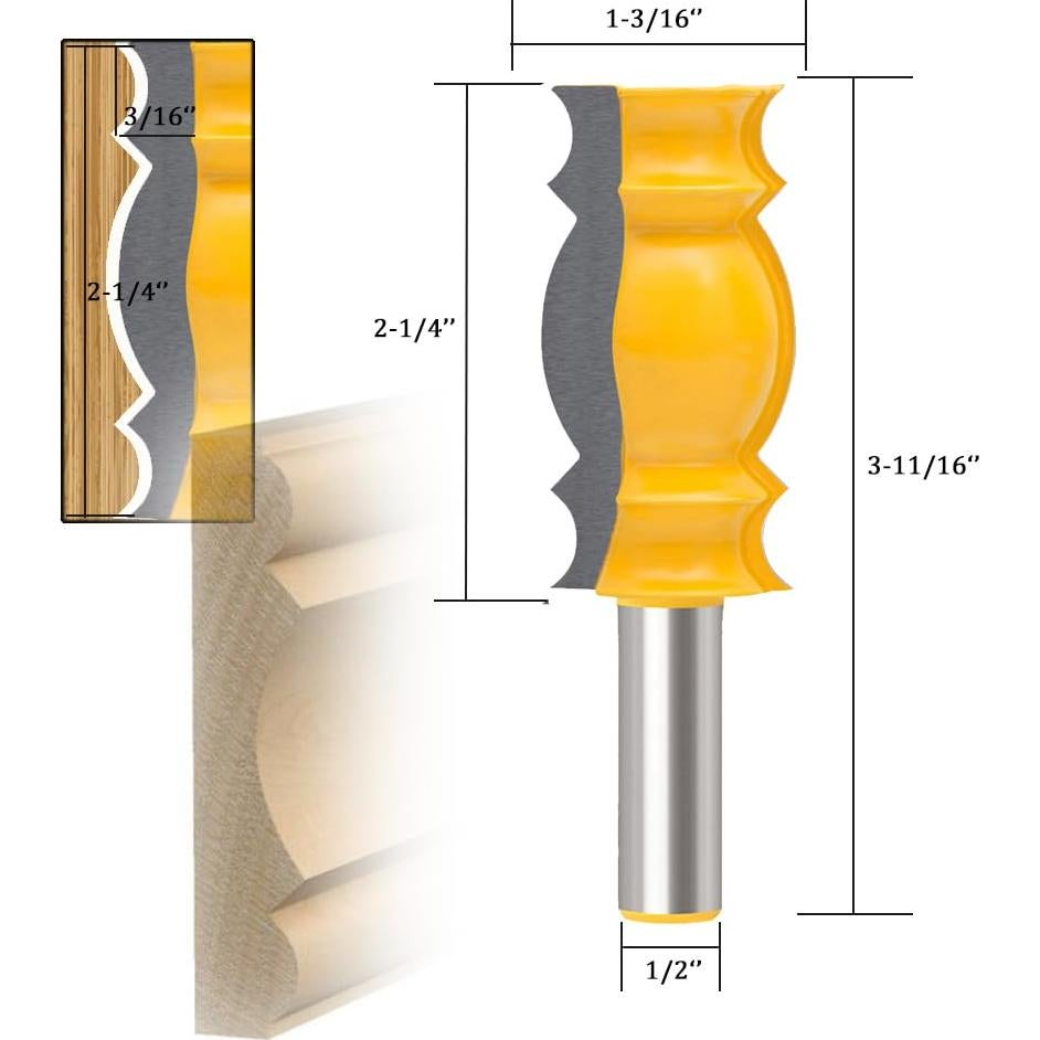 Juego de Brocas de Router TAIWAIN 1/2" Mango 3 Piezas Carburo