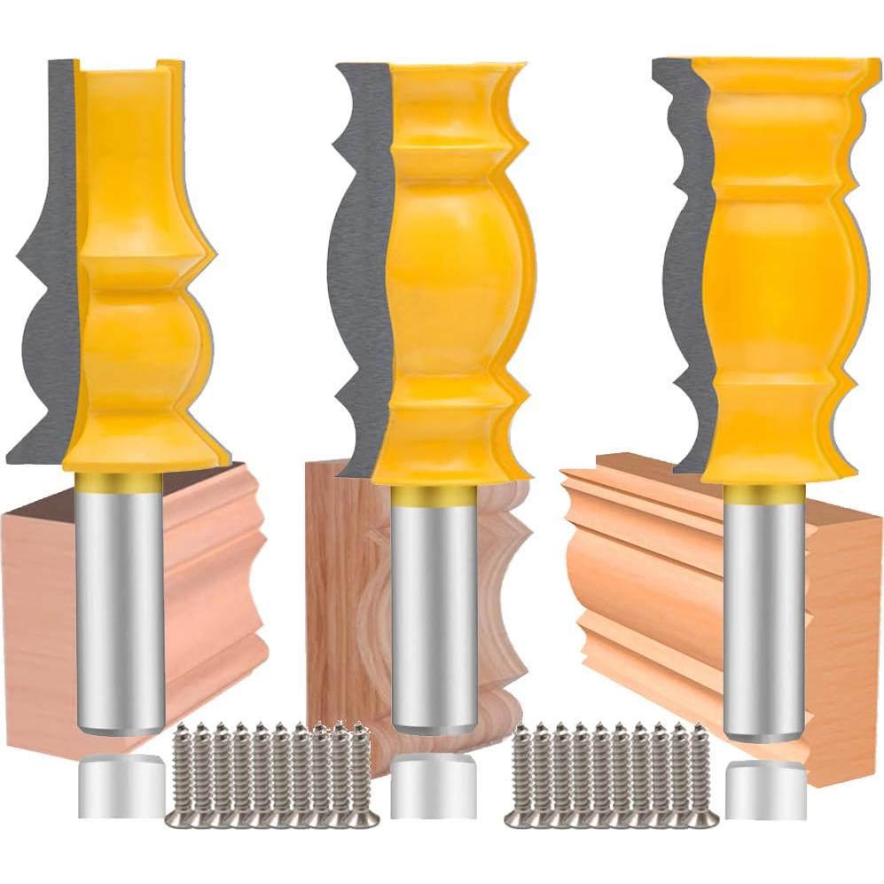 Juego de Brocas de Router TAIWAIN 1/2" Mango 3 Piezas Carburo