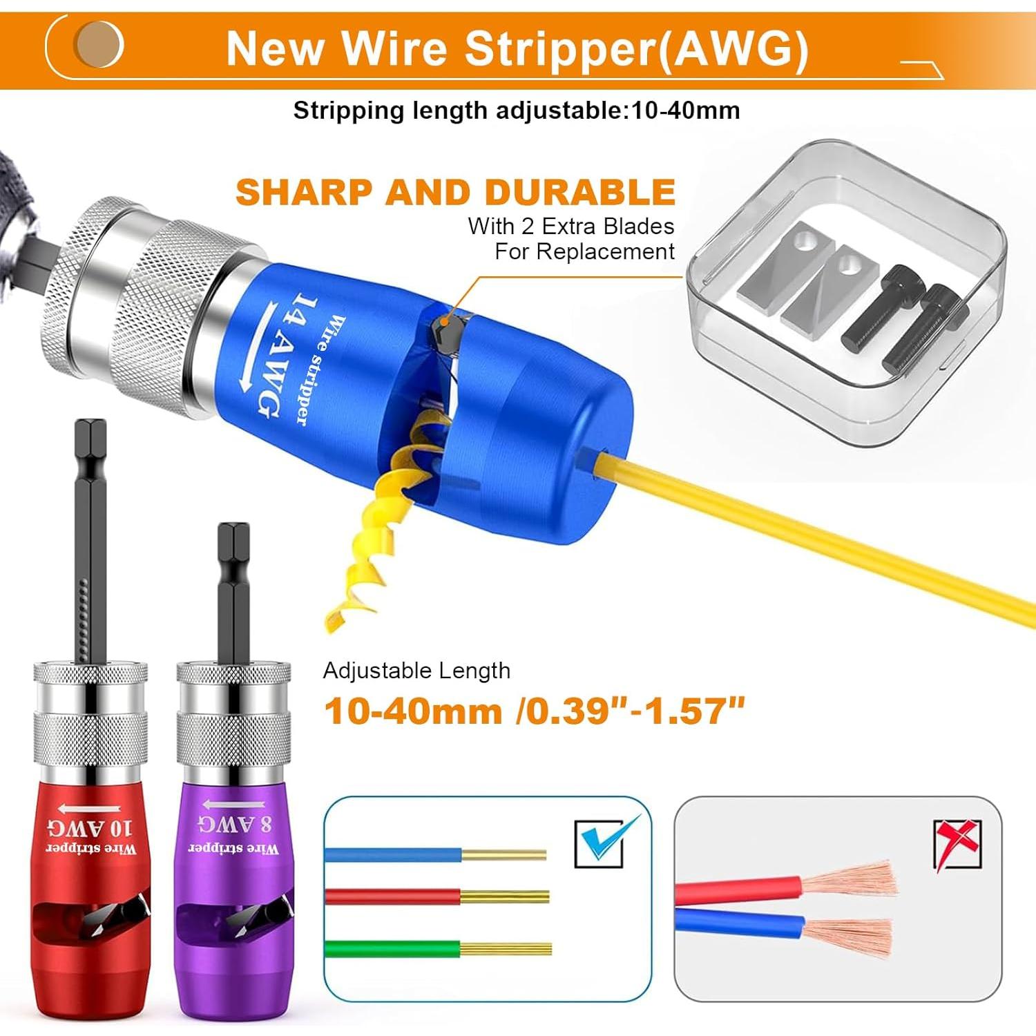 Destripador de Cables Luckyway 3 PCS 10-14 AWG Colorido