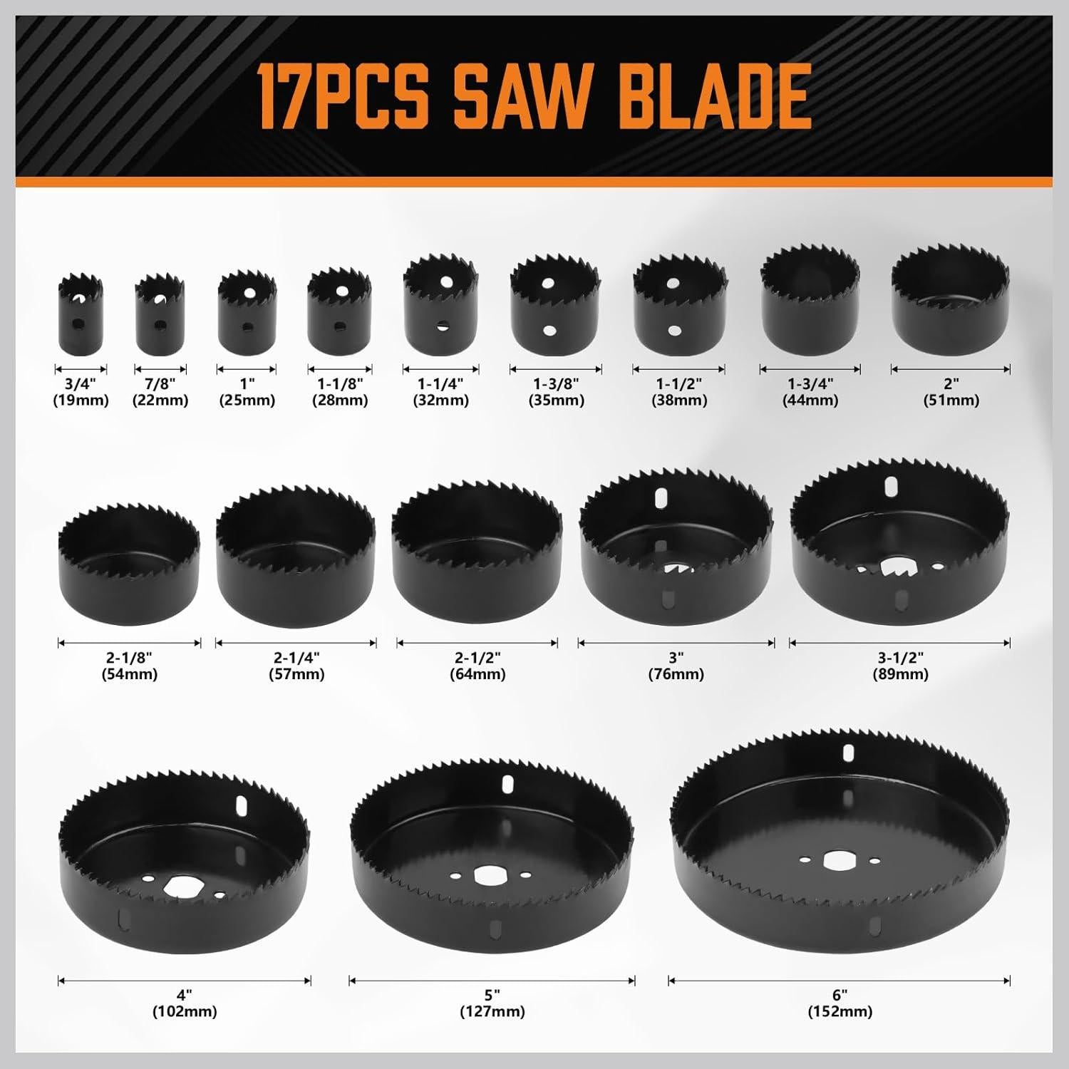 Kit de Sierras de Corona 24PCS HORUSDY 19-152mm para Madera