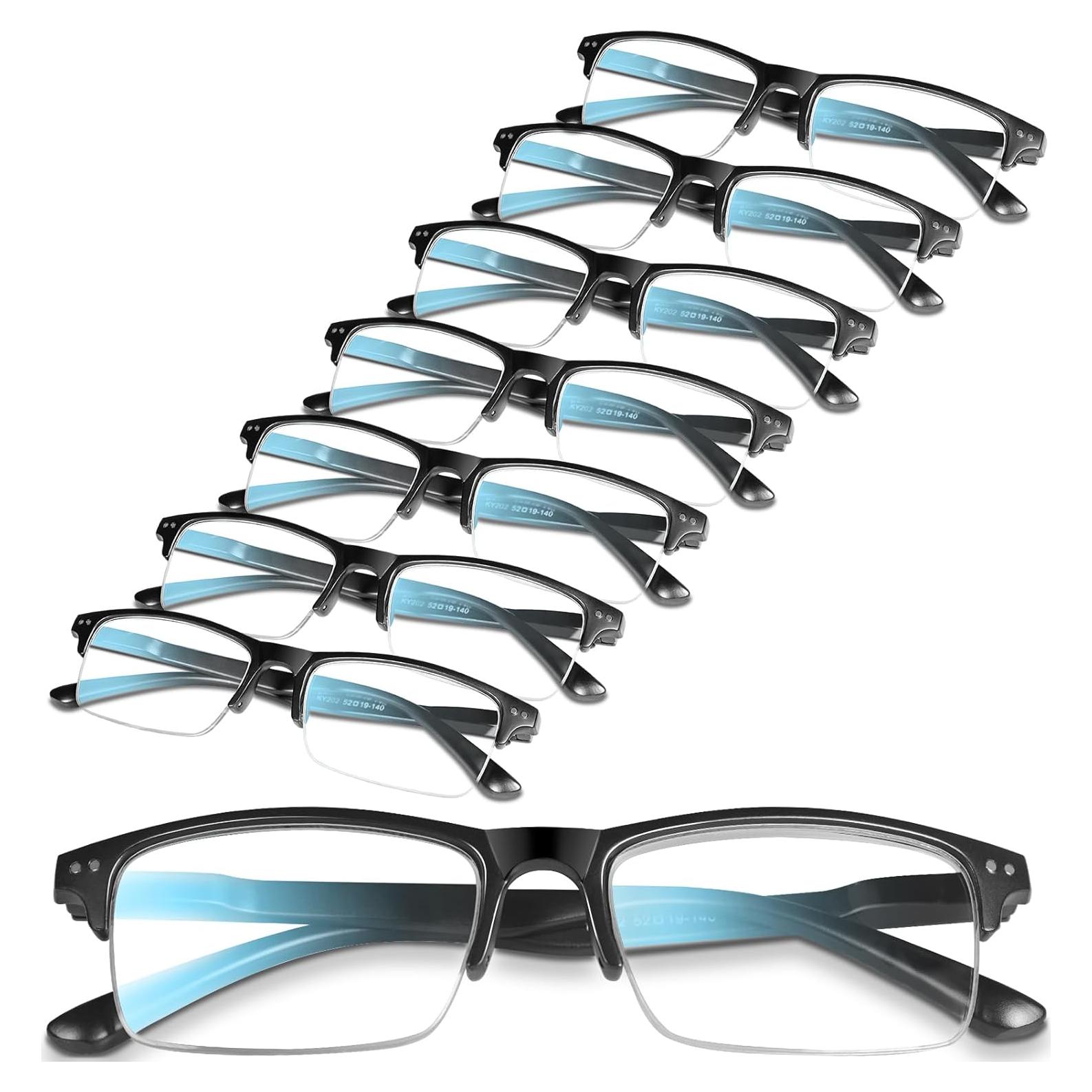 Paquete de 8 gafas de lectura TR90 1.5x con bloqueo luz azul