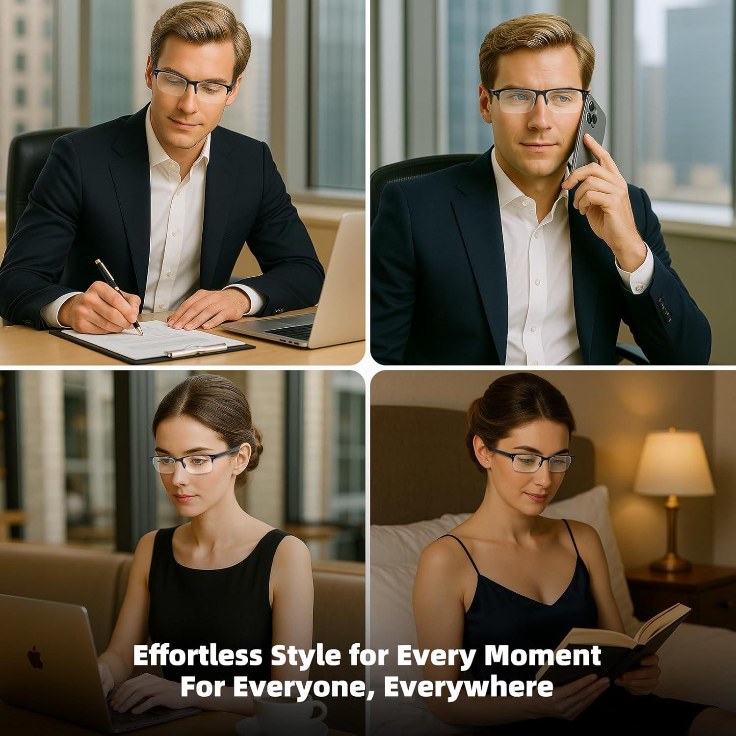 Paquete de 8 gafas de lectura TR90 1.5x con bloqueo luz azul