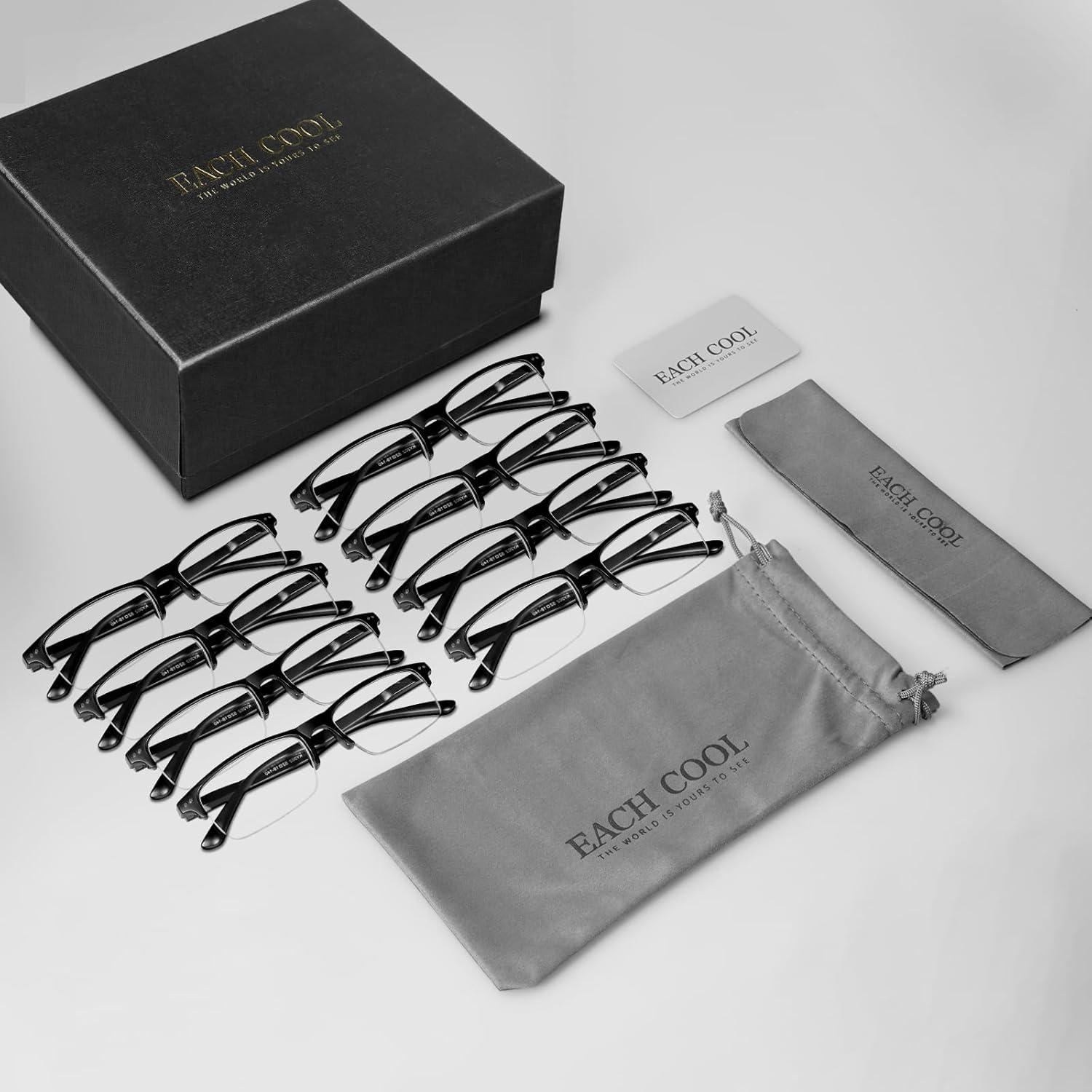 Paquete de 8 gafas de lectura TR90 1.5x con bloqueo luz azul