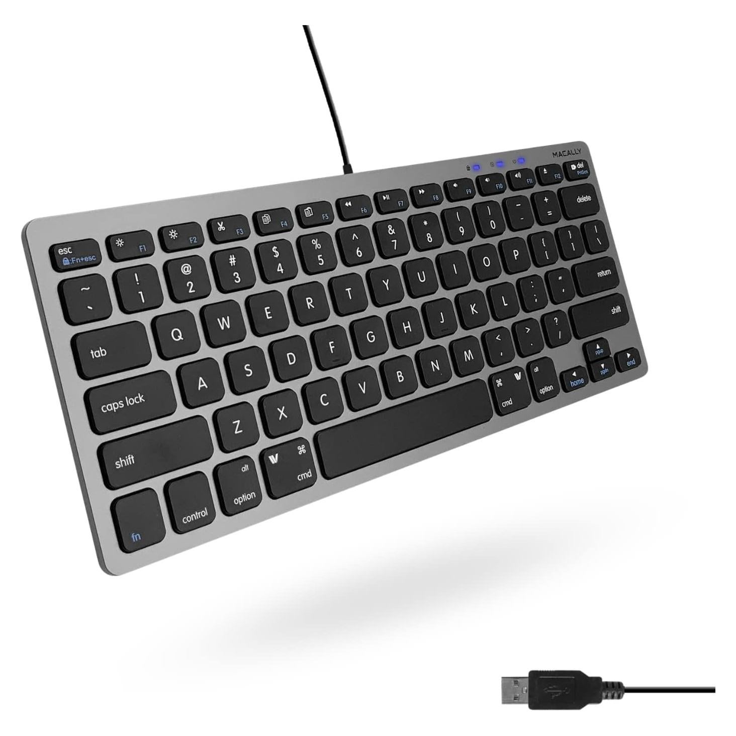 Teclado USB Macally SLIMKEYCSG Compacto 78 Teclas Gris