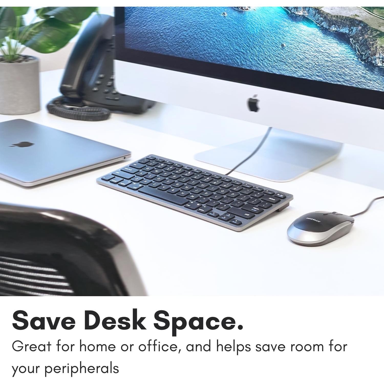 Teclado USB Macally SLIMKEYCSG Compacto 78 Teclas Gris