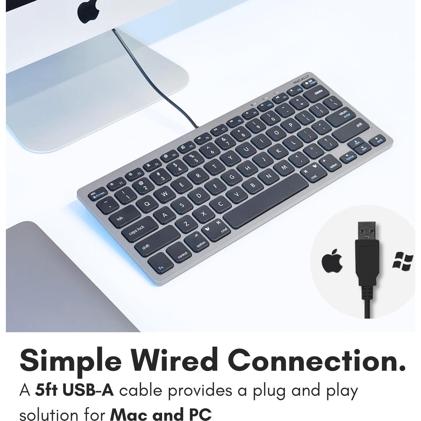 Teclado USB Macally SLIMKEYCSG Compacto 78 Teclas Gris