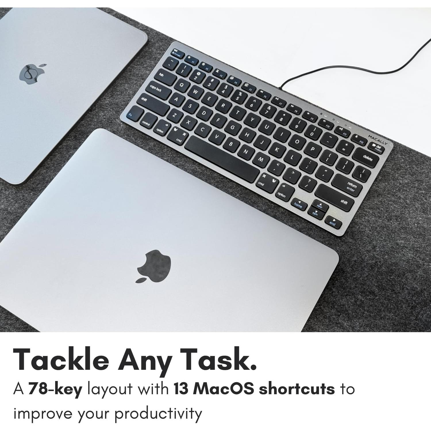 Teclado USB Macally SLIMKEYCSG Compacto 78 Teclas Gris