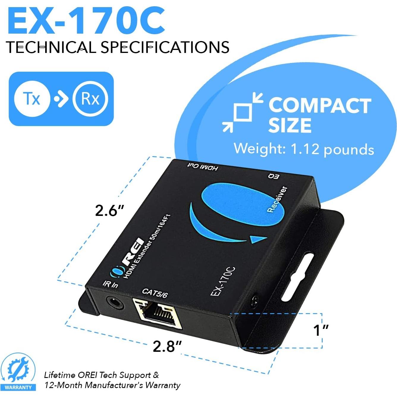 Extensor HDMI OREI EX-170C 4K sobre Ethernet hasta 50m