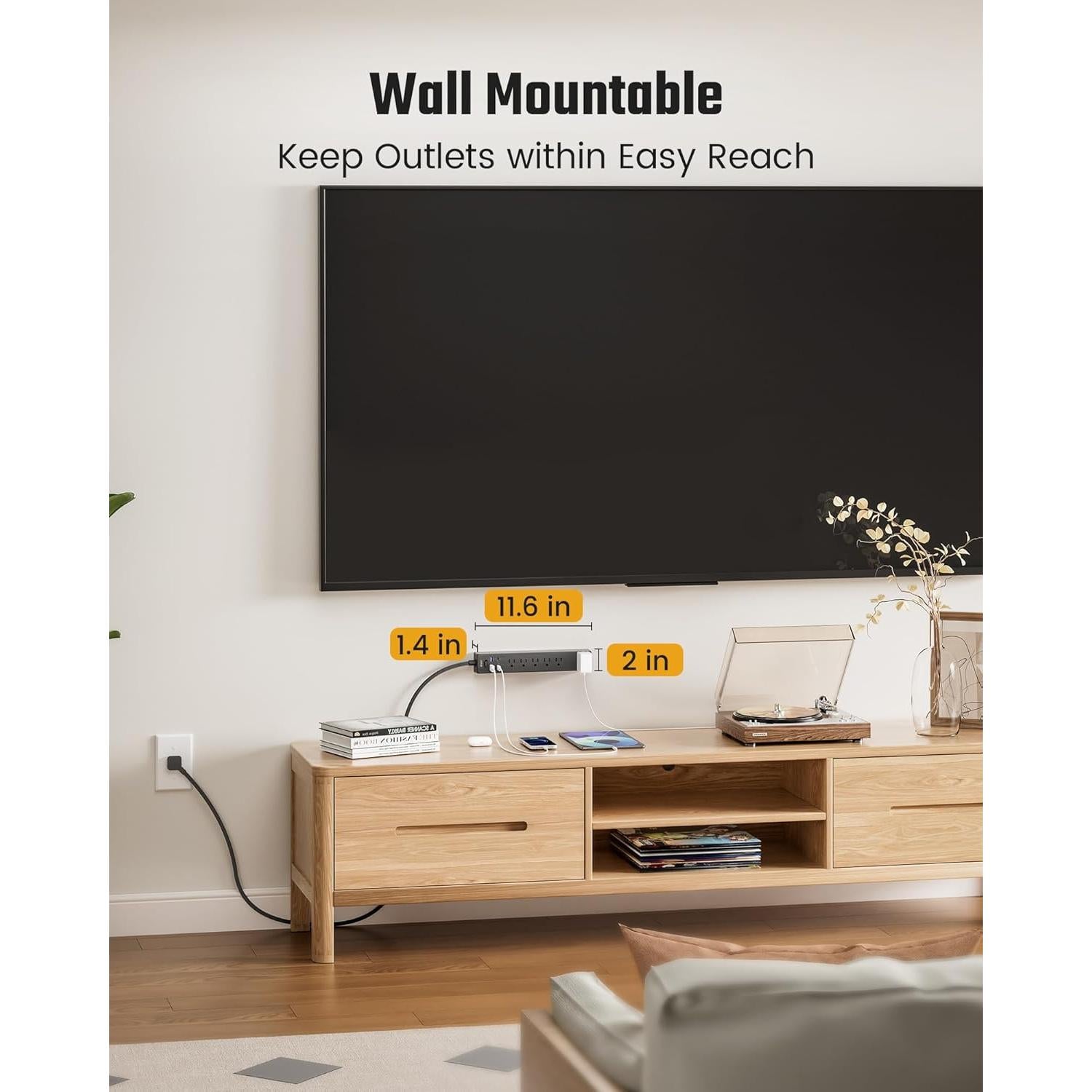 Regleta de 5 Salidas y 3 USB SUPERDANNY 1.37 m Negra