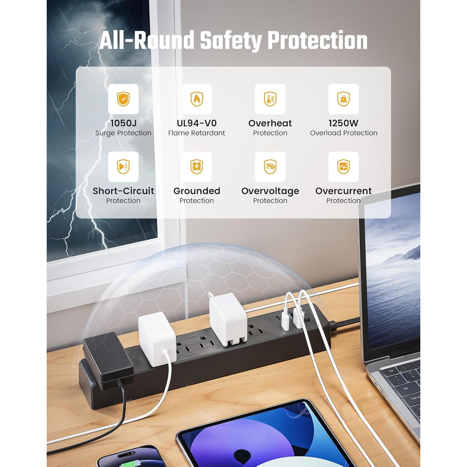 Regleta de 5 Salidas y 3 USB SUPERDANNY 1.37 m Negra