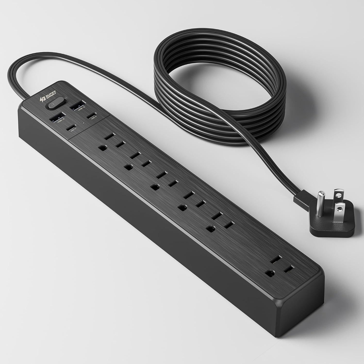 Regleta de 5 Salidas y 3 USB SUPERDANNY 1.37 m Negra