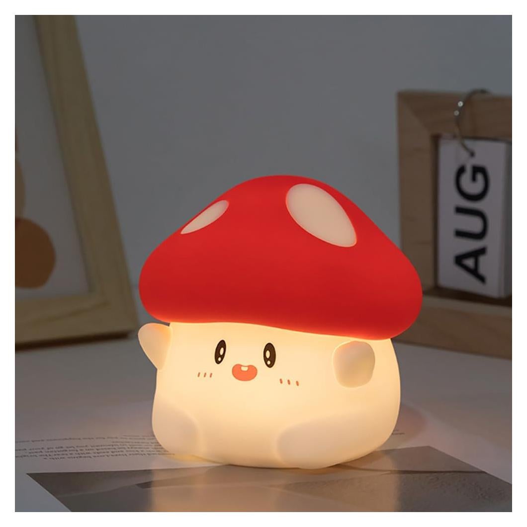 Luz Nocturna LED Silicona Hongo Kawaii Regulable 10cm