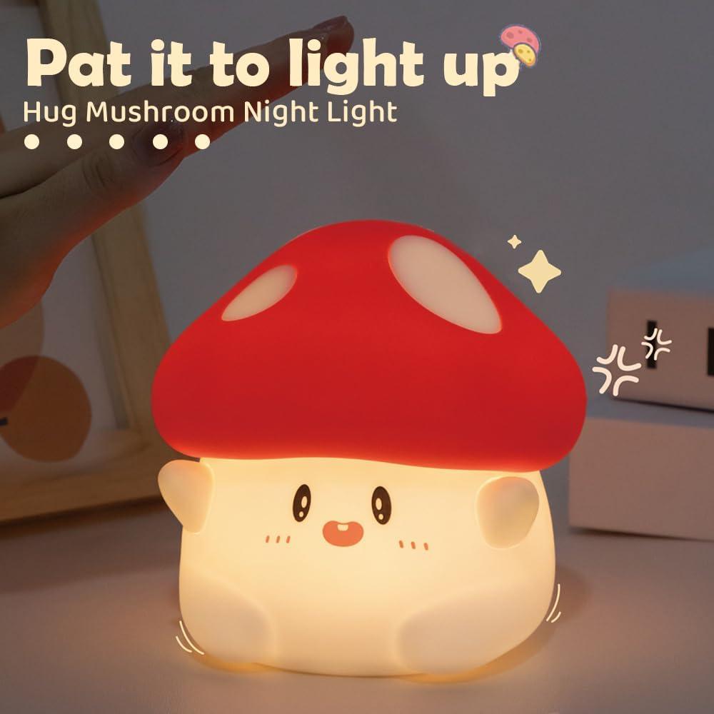 Luz Nocturna LED Silicona Hongo Kawaii Regulable 10cm