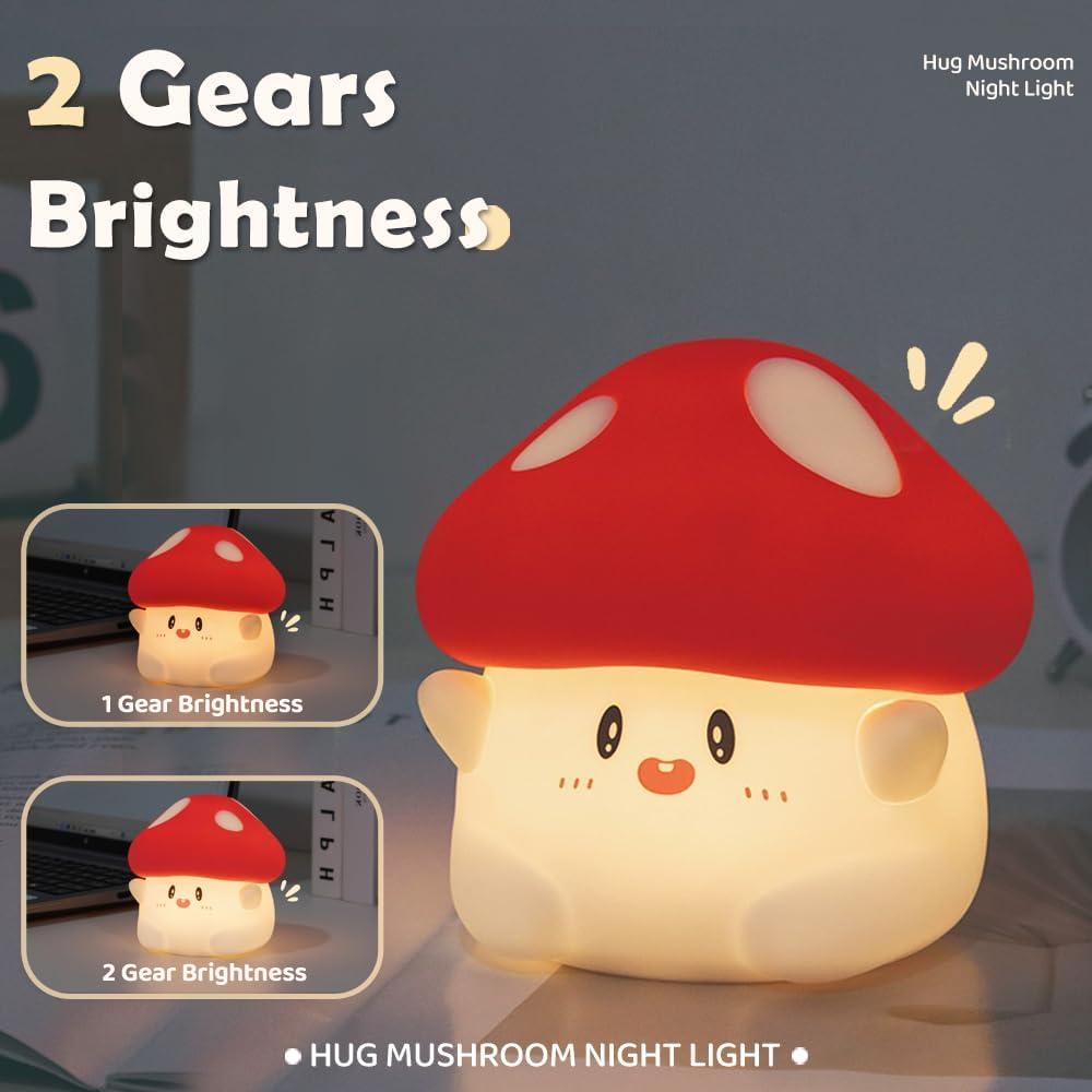Luz Nocturna LED Silicona Hongo Kawaii Regulable 10cm
