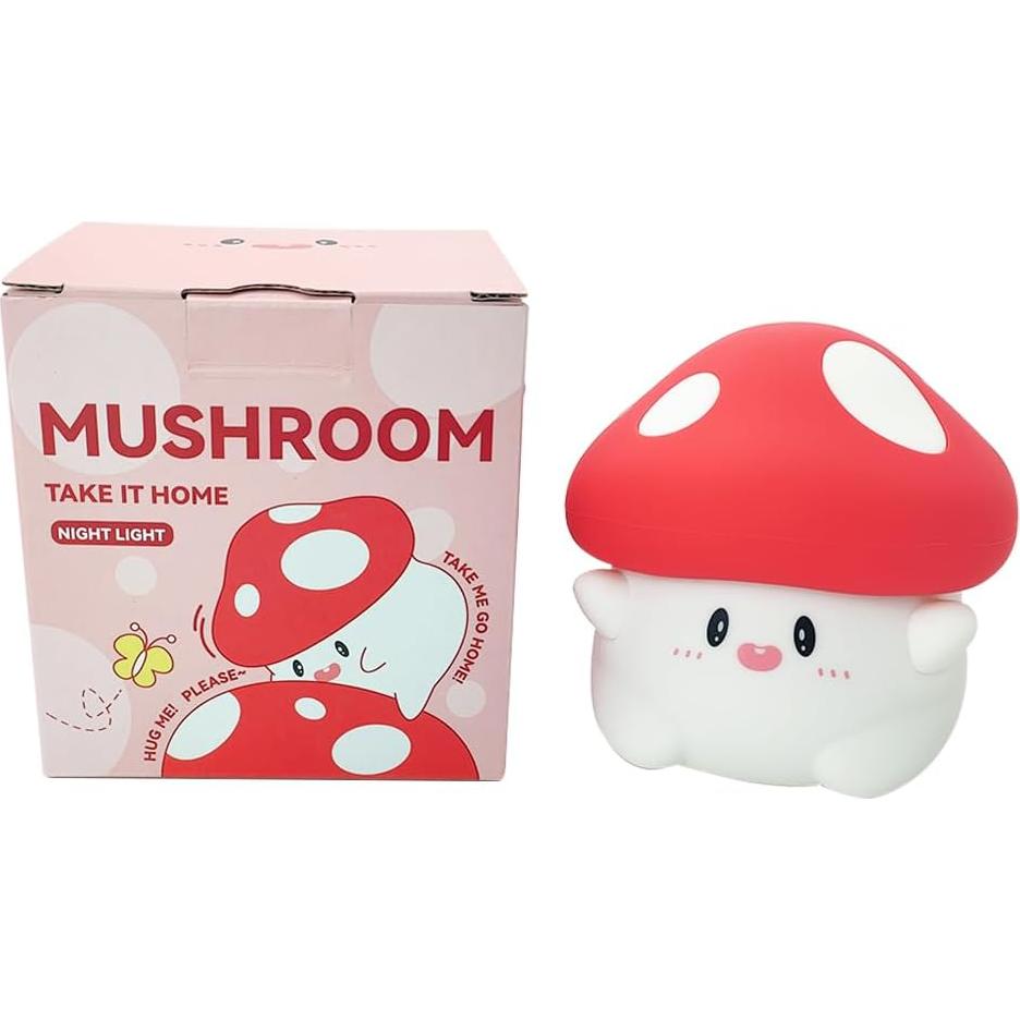 Luz Nocturna LED Silicona Hongo Kawaii Regulable 10cm