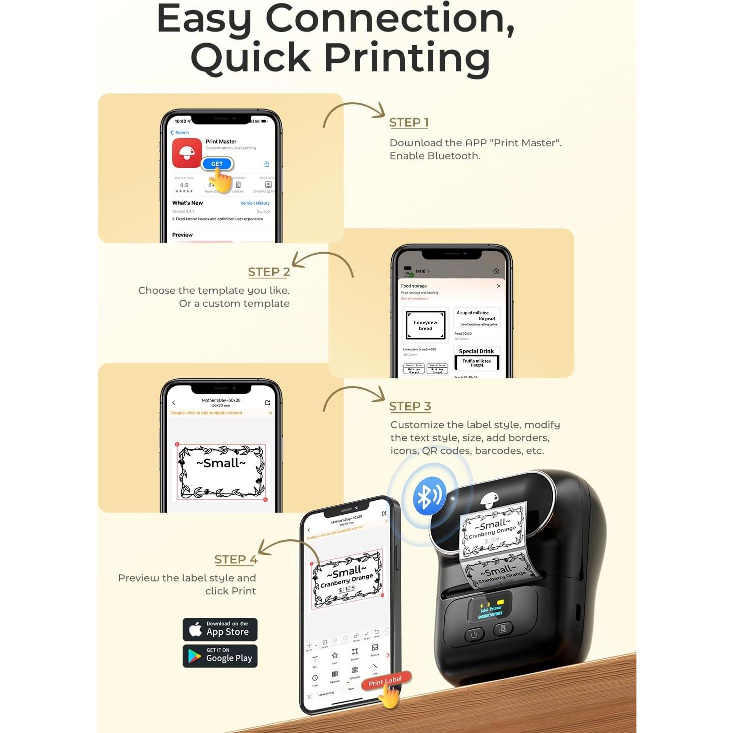 Impresora de Etiquetas Phomemo M110 Bluetooth 40x30mm Negra