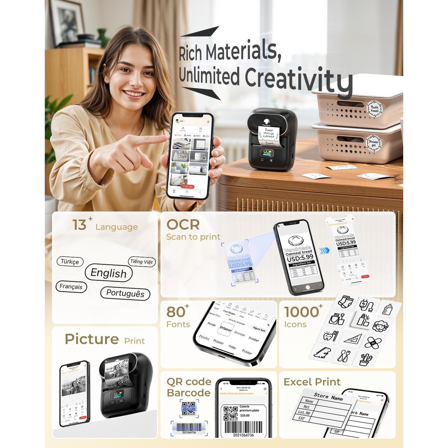 Impresora de Etiquetas Phomemo M110 Bluetooth 40x30mm Negra