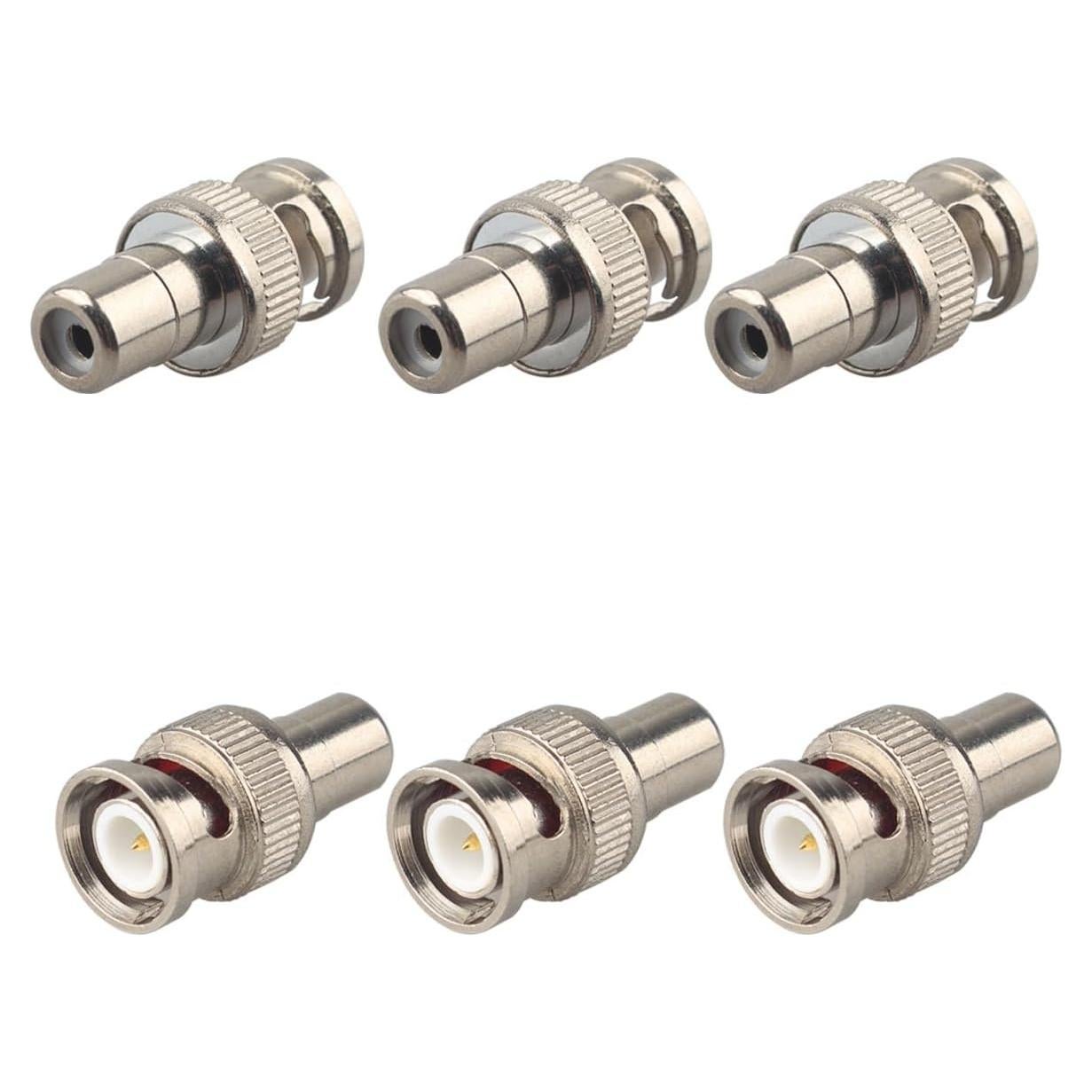 6 Adaptadores Coaxiales BNC Macho a RCA Hembra Futheda