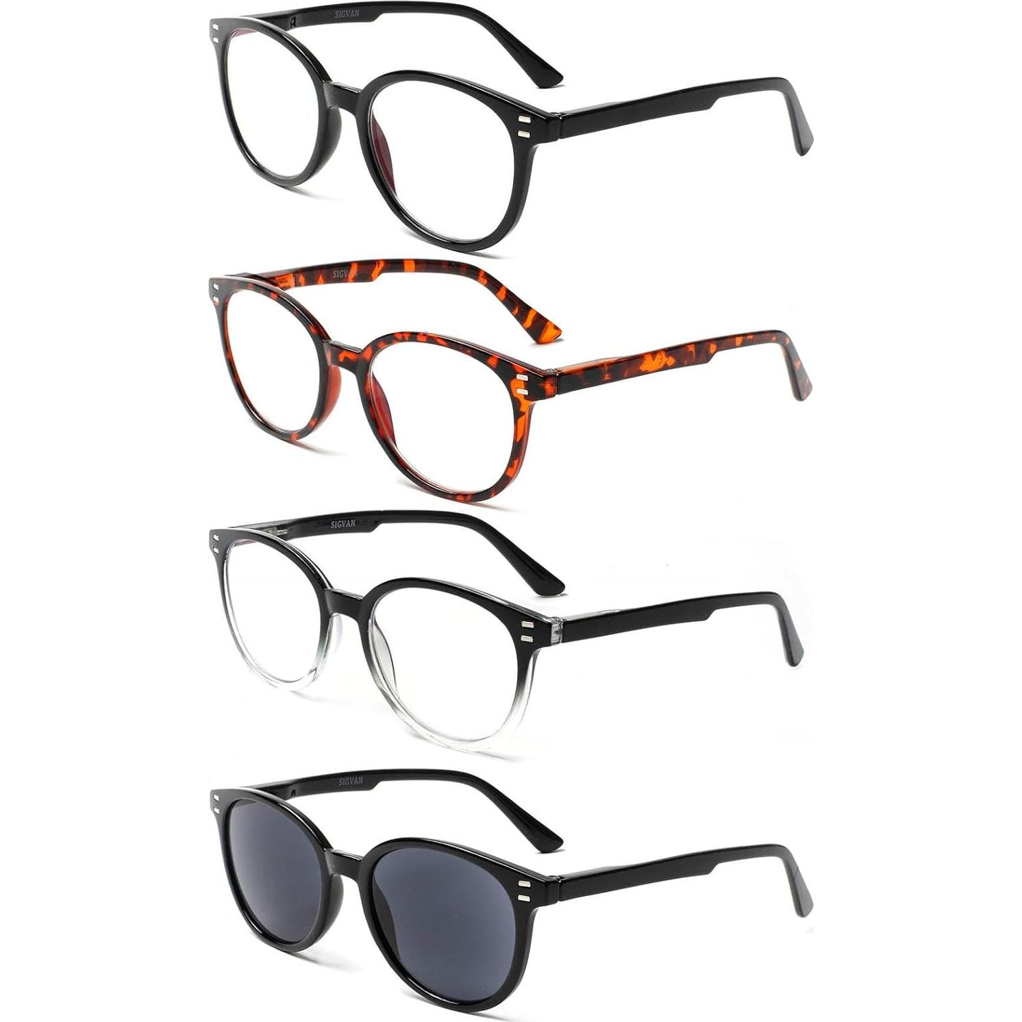 Paquete de 4 Gafas de Lectura SIGVAN Unisex 1.5x con Funda