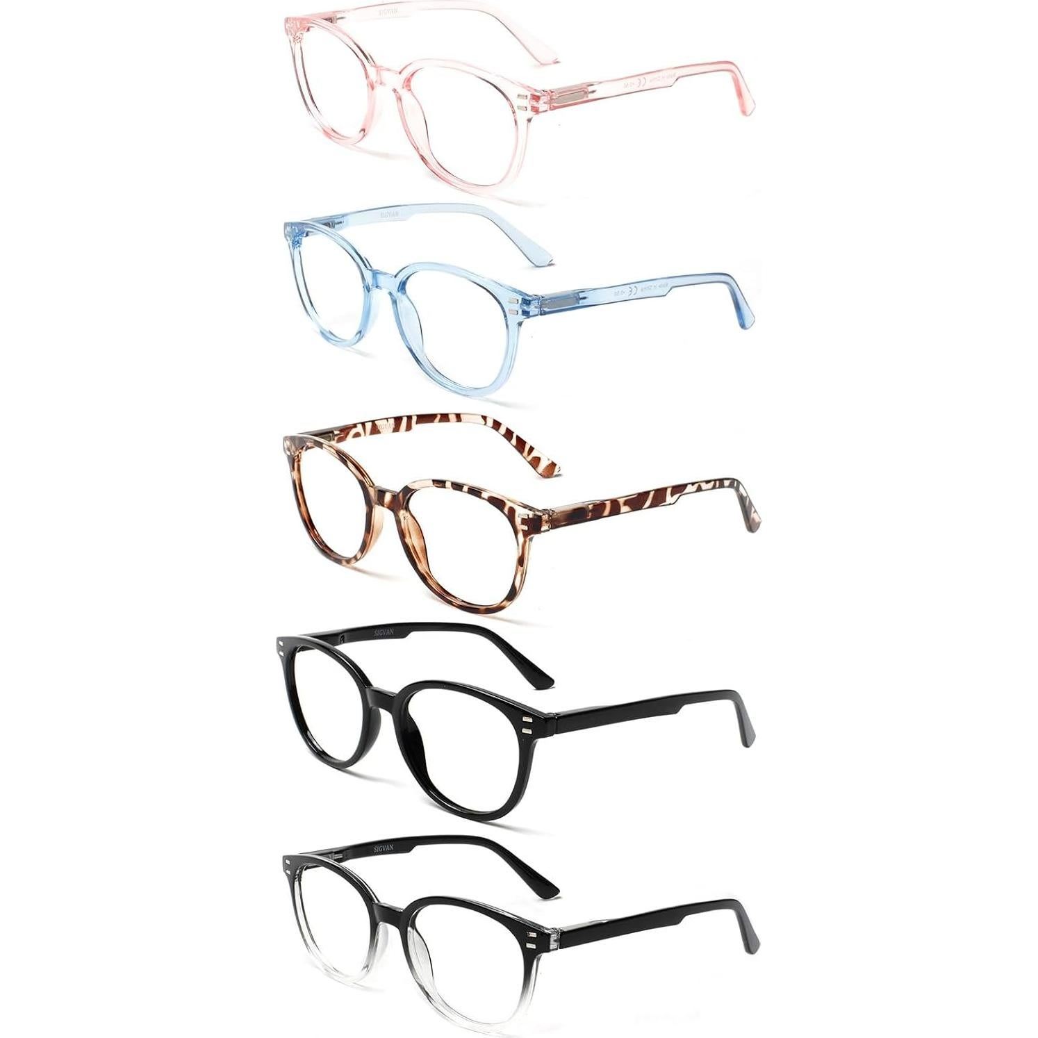 Paquete de 5 Gafas de Lectura SIGVAN Unisex 2.25x Multicolor