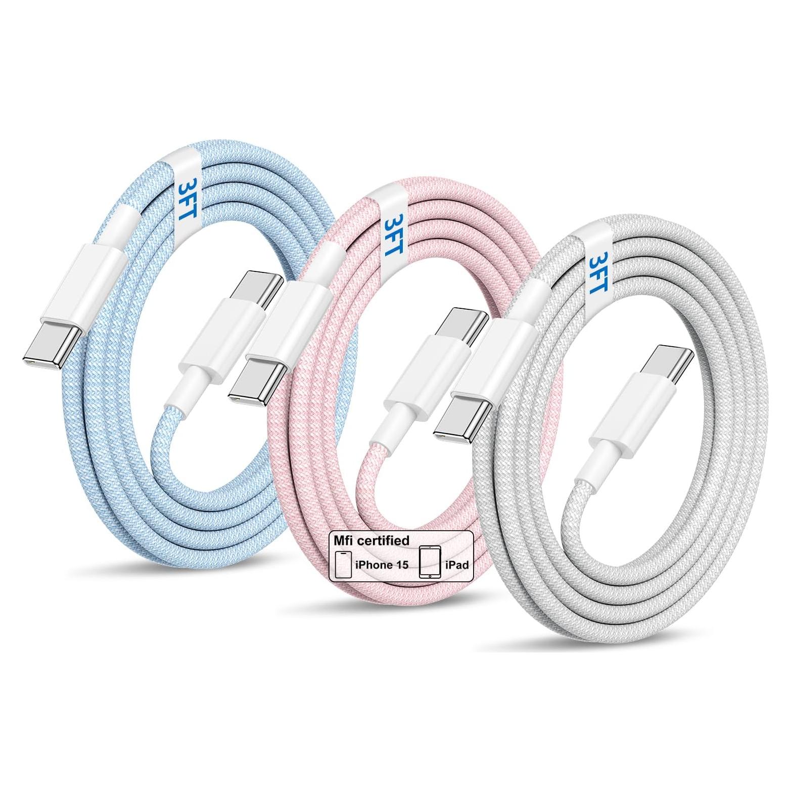 Cable USB C a USB C QZVOO 60W 3Pack 3 pies Carga Rápida