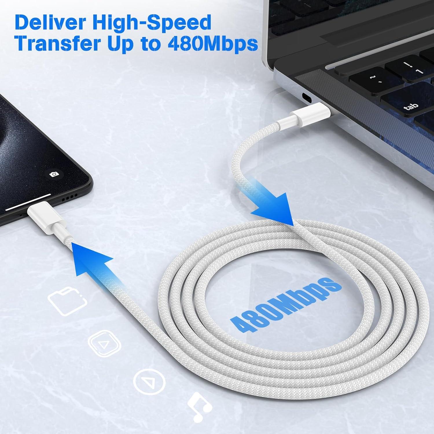 Cable USB C a USB C QZVOO 60W 3Pack 3 pies Carga Rápida