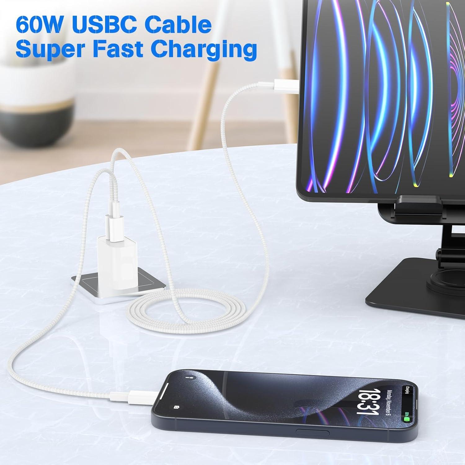 Cable USB C a USB C QZVOO 60W 3Pack 3 pies Carga Rápida