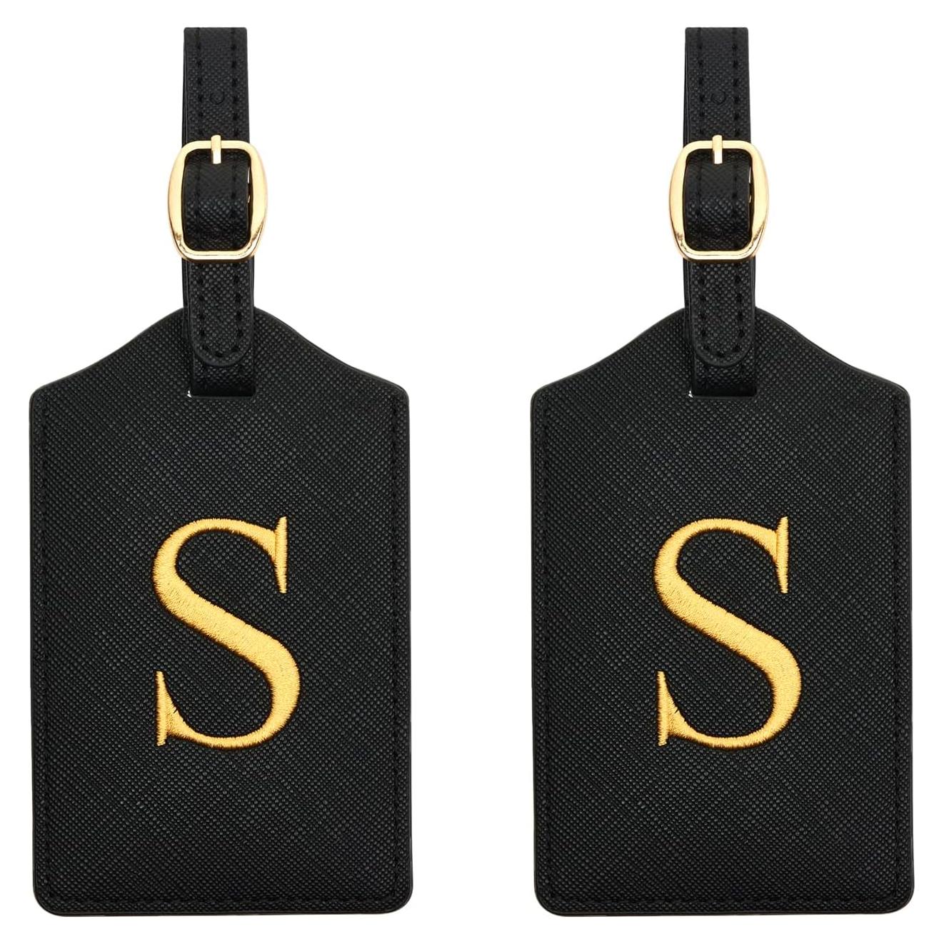 Etiquetas de Equipaje Bordadas CHOIEO 2 Pcs Negro