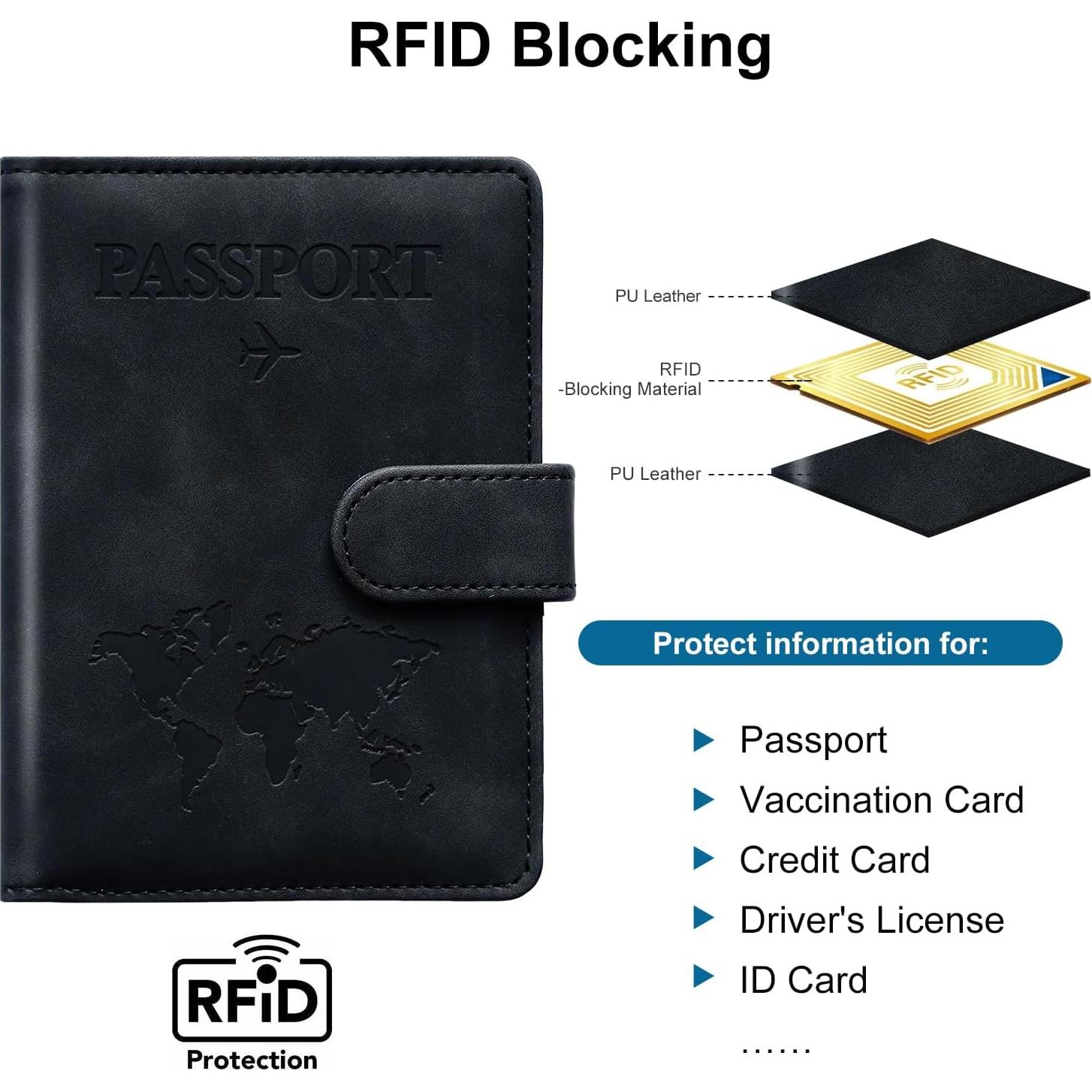 Portafolios de Pasaporte QIVANLIFE RFID Negro 15x10 cm