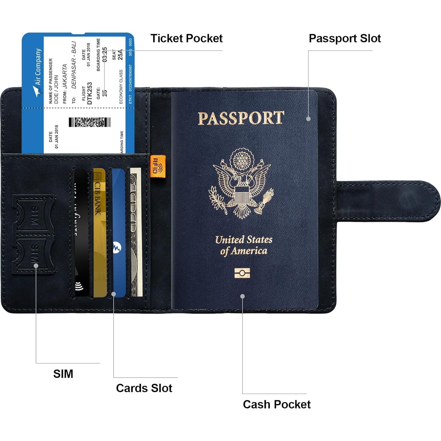 Portafolios de Pasaporte QIVANLIFE RFID Negro 15x10 cm