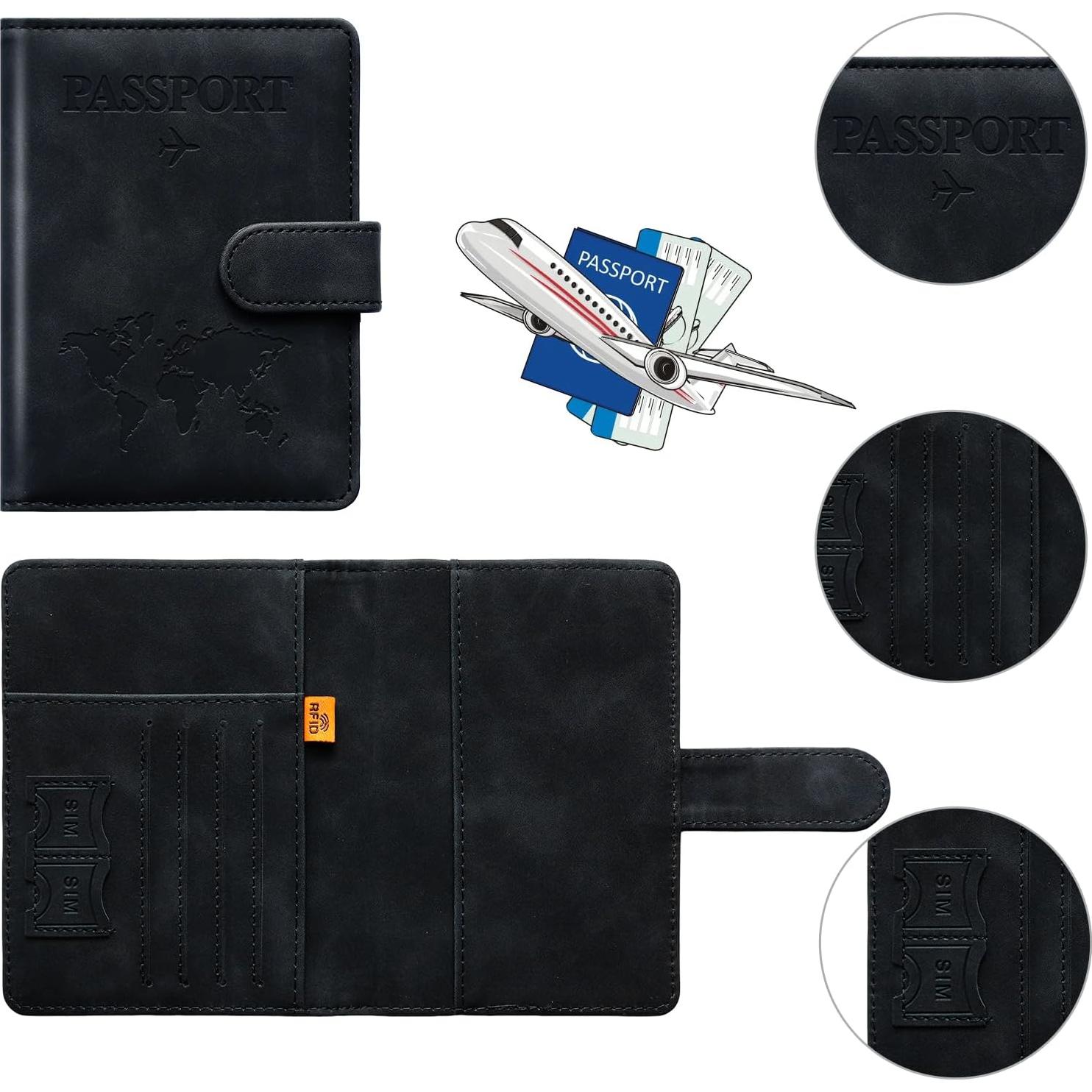 Portafolios de Pasaporte QIVANLIFE RFID Negro 15x10 cm