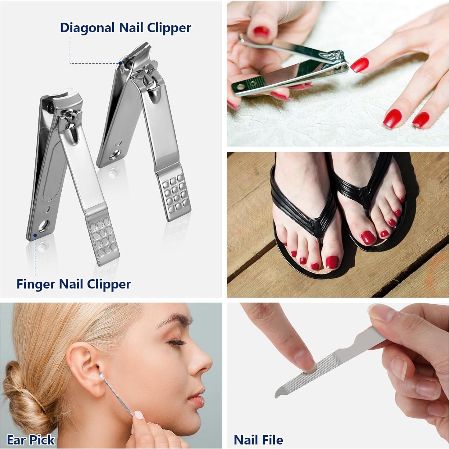 Kit de Manicura Geosar 50 Piezas Acero Inoxidable Negro