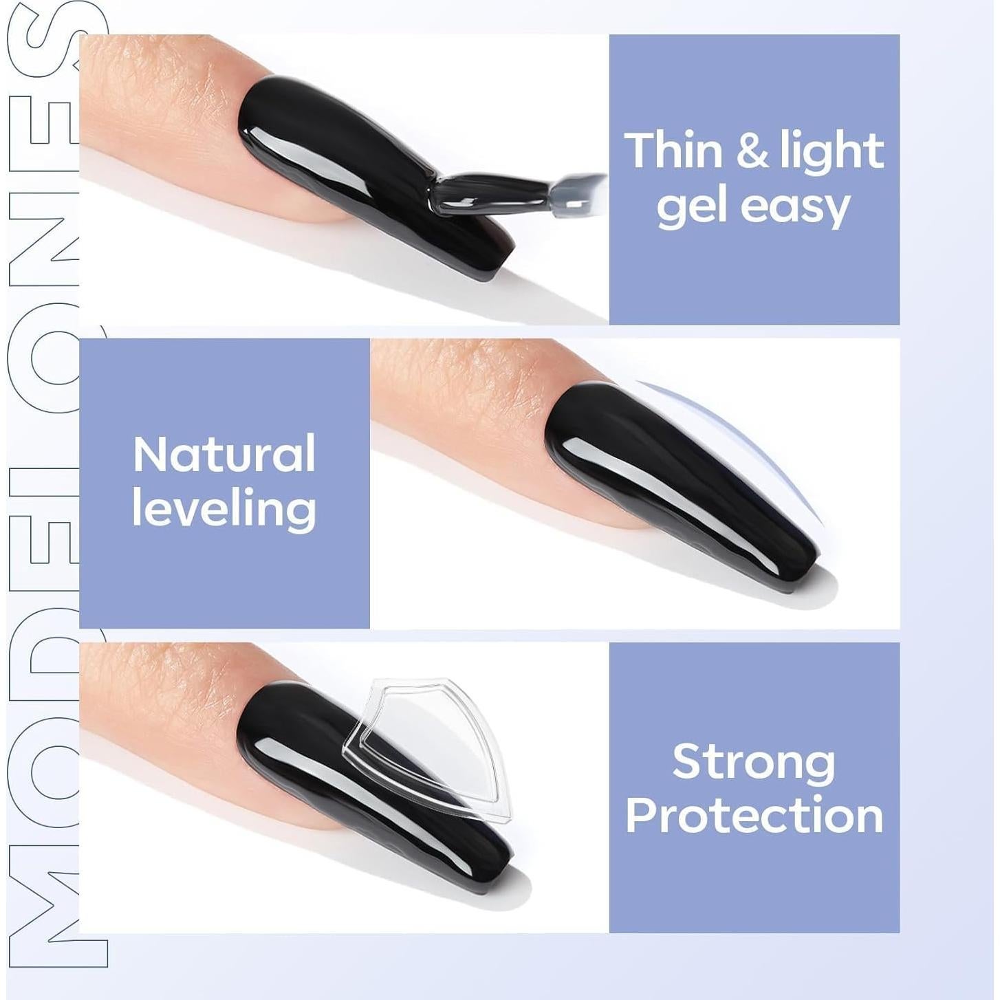 Modelones Gel Top Coat 10ml 2Pcs Acabado Brillante Sin Limpieza