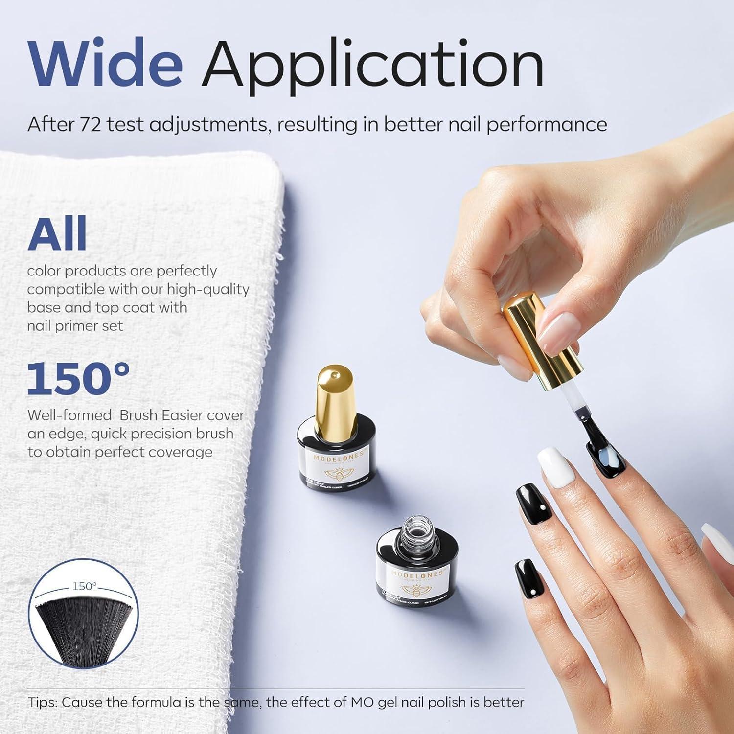 Modelones Gel Top Coat 10ml 2Pcs Acabado Brillante Sin Limpieza