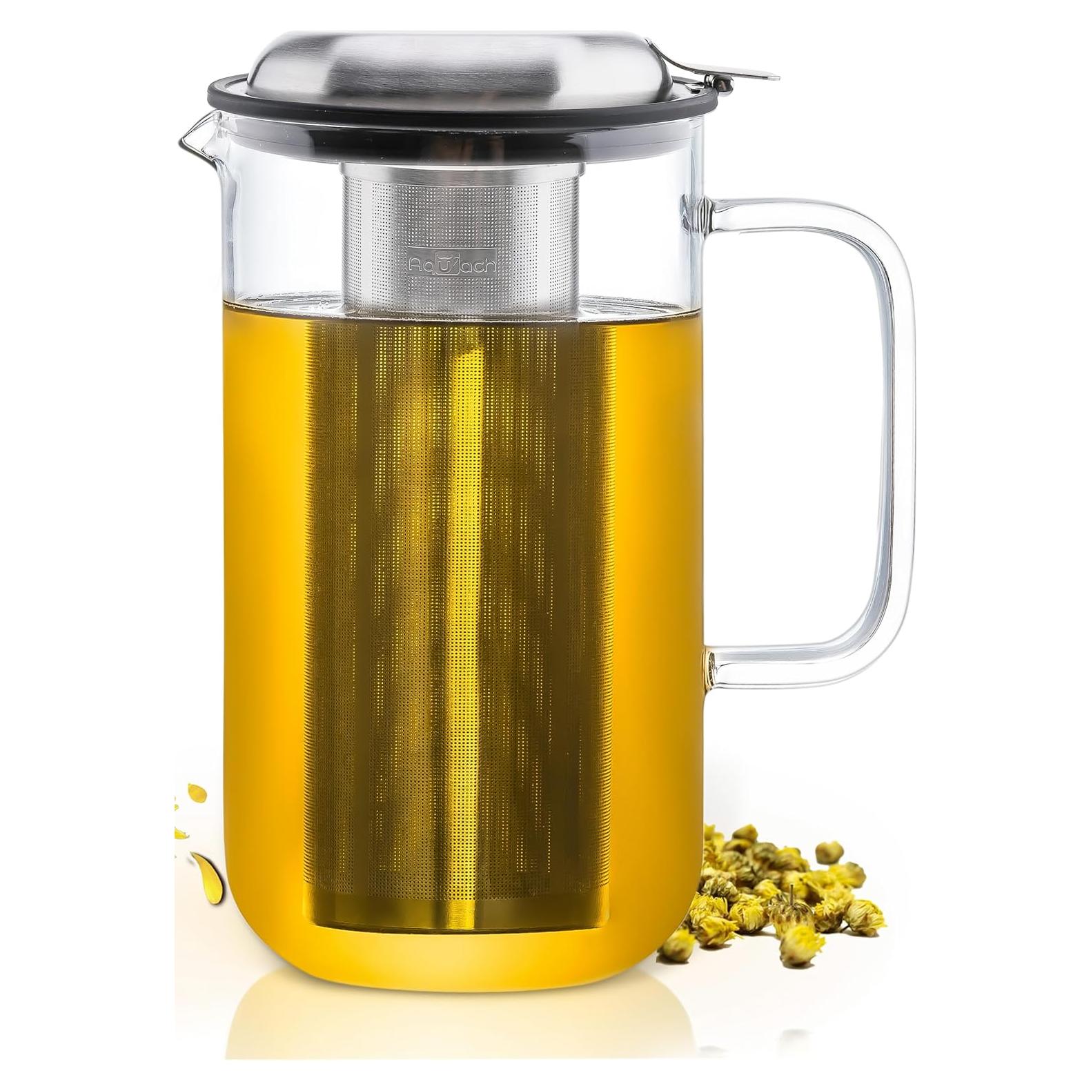 Tetera de vidrio Aquach 51oz con infusor de acero inoxidable