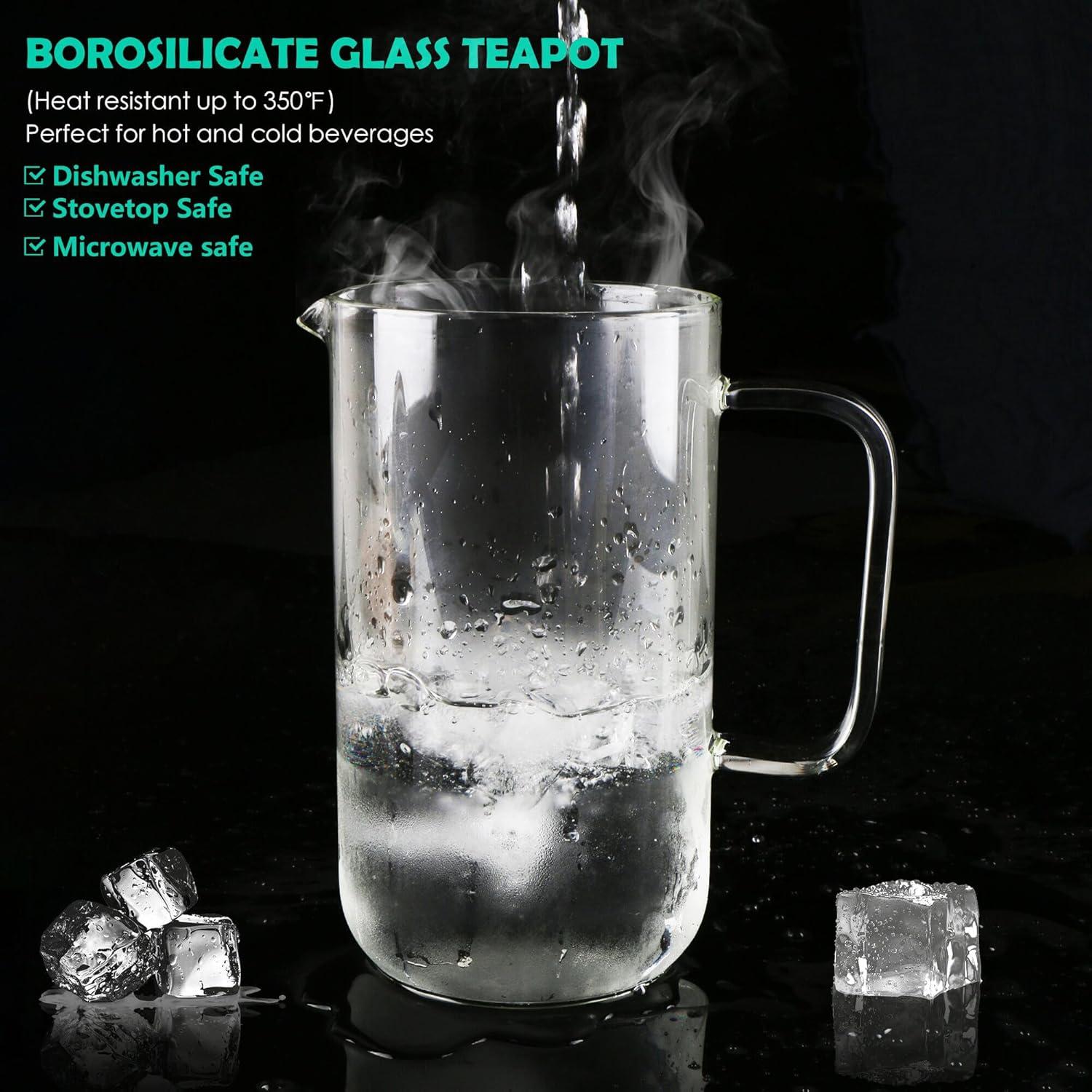 Tetera de vidrio Aquach 51oz con infusor de acero inoxidable