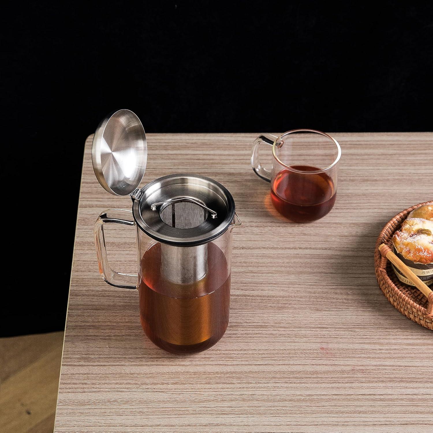 Tetera de vidrio Aquach 51oz con infusor de acero inoxidable