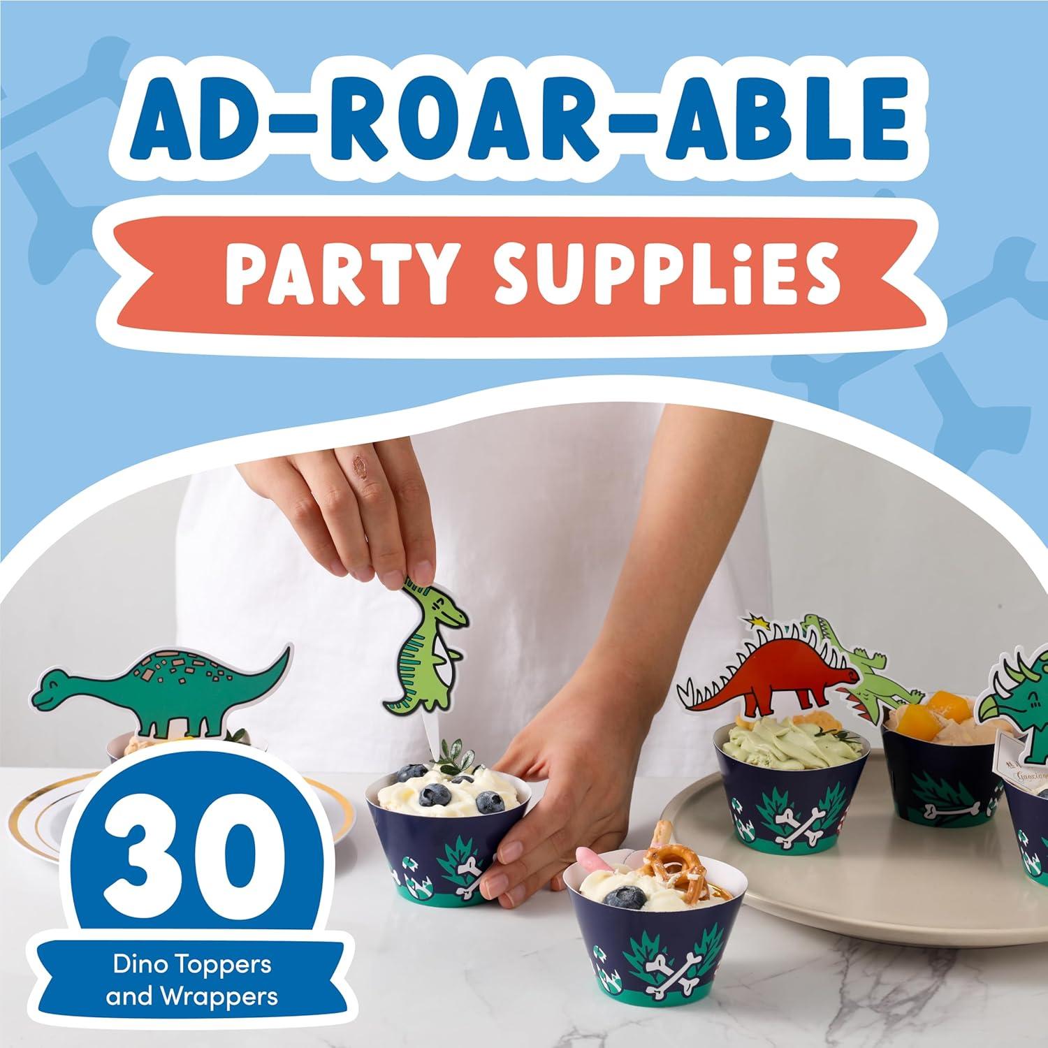 Decoraciones de Cupcakes de Dinosaurio ecoZen - 30 Piezas